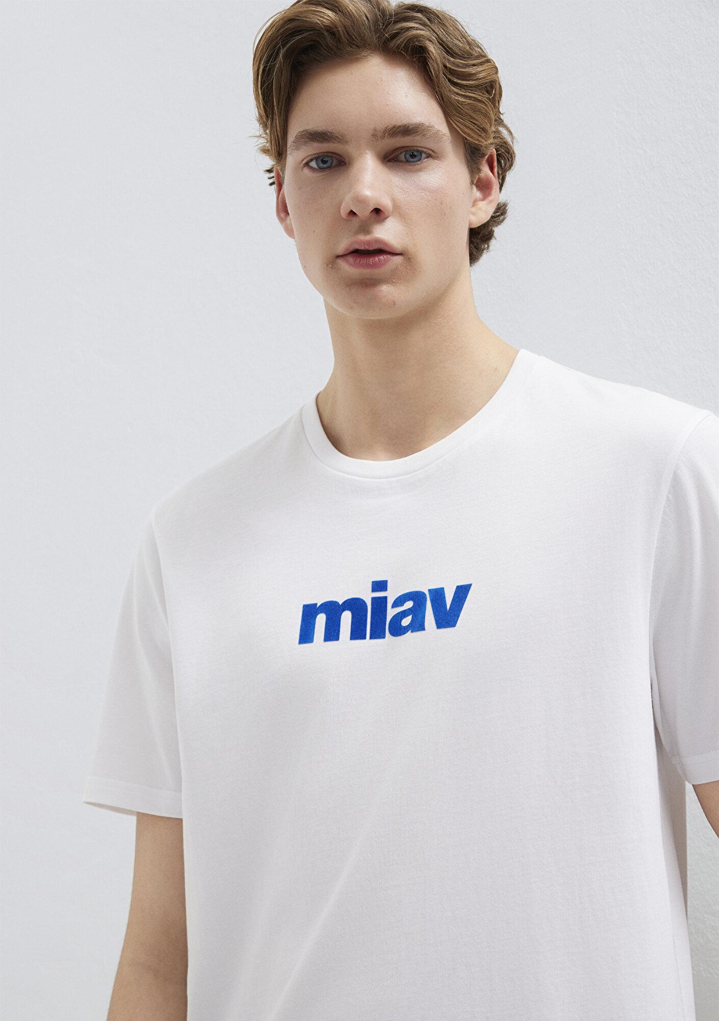 Mavi Miav Baskılı Beyaz Tişört Regular Fit / Normal Kesim 067153-620