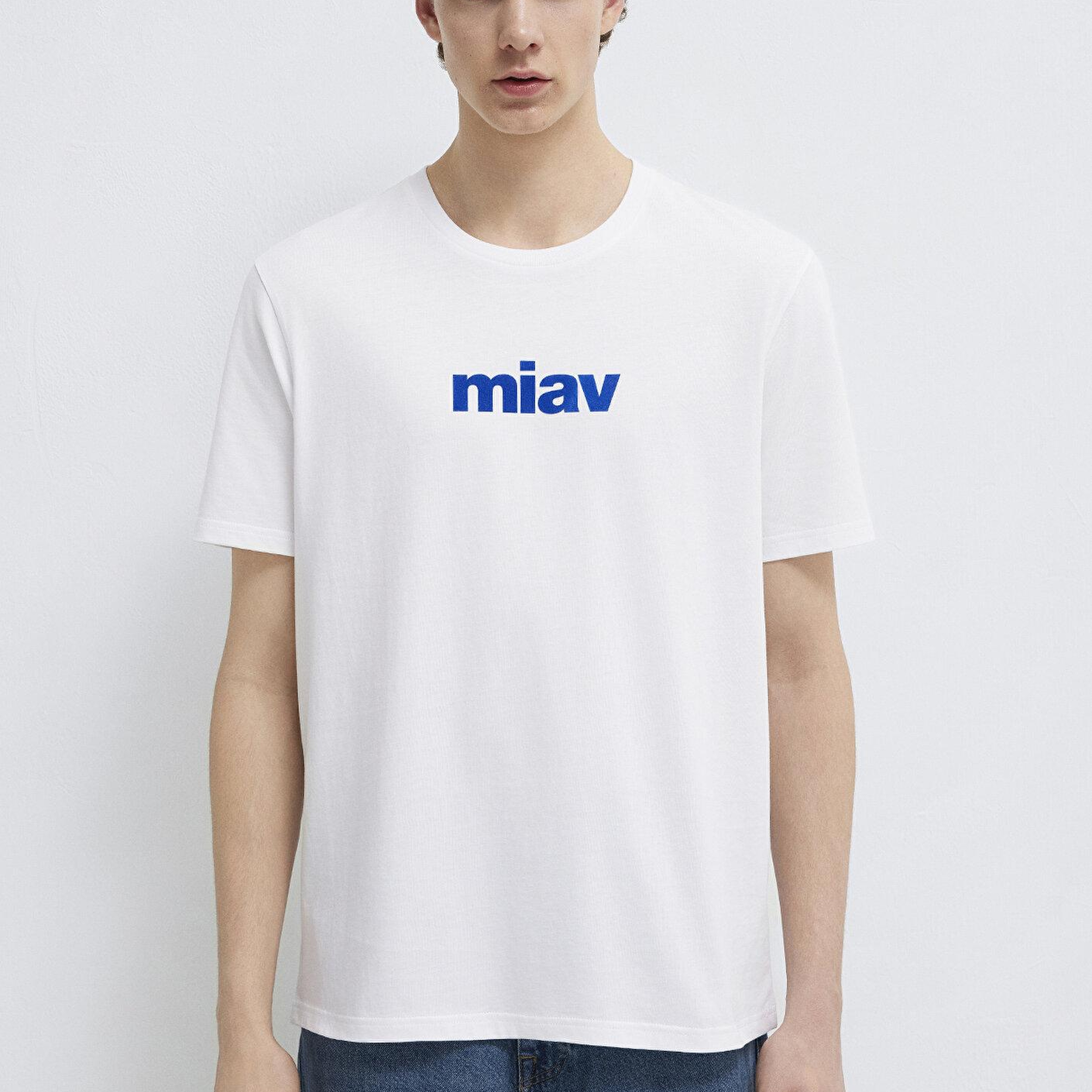 Mavi Miav Baskılı Beyaz Tişört Regular Fit / Normal Kesim 067153-620
