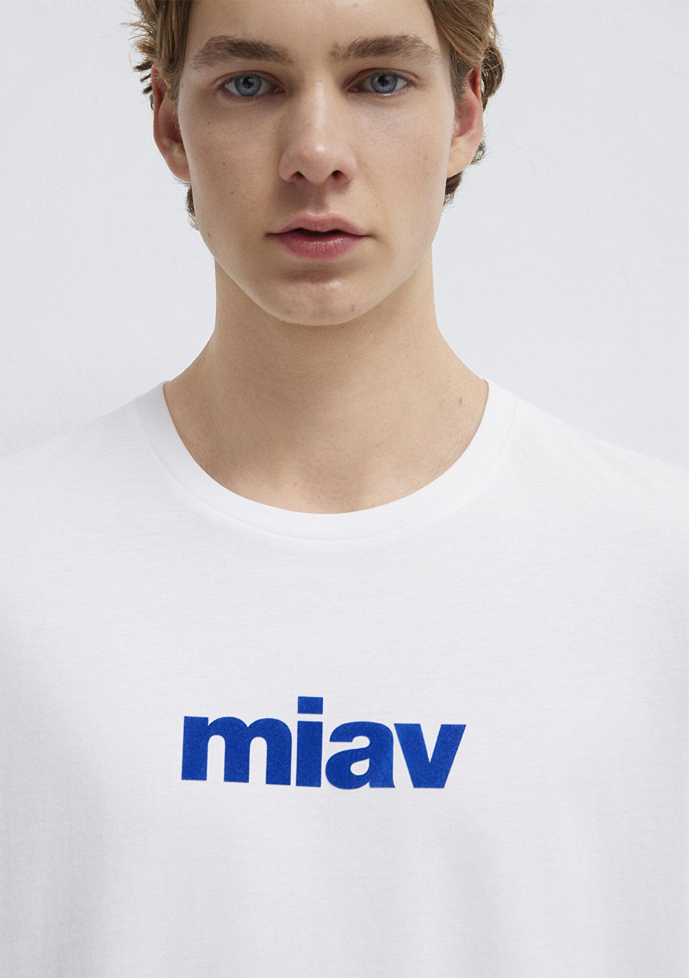 Mavi Miav Baskılı Beyaz Tişört Regular Fit / Normal Kesim 067153-620