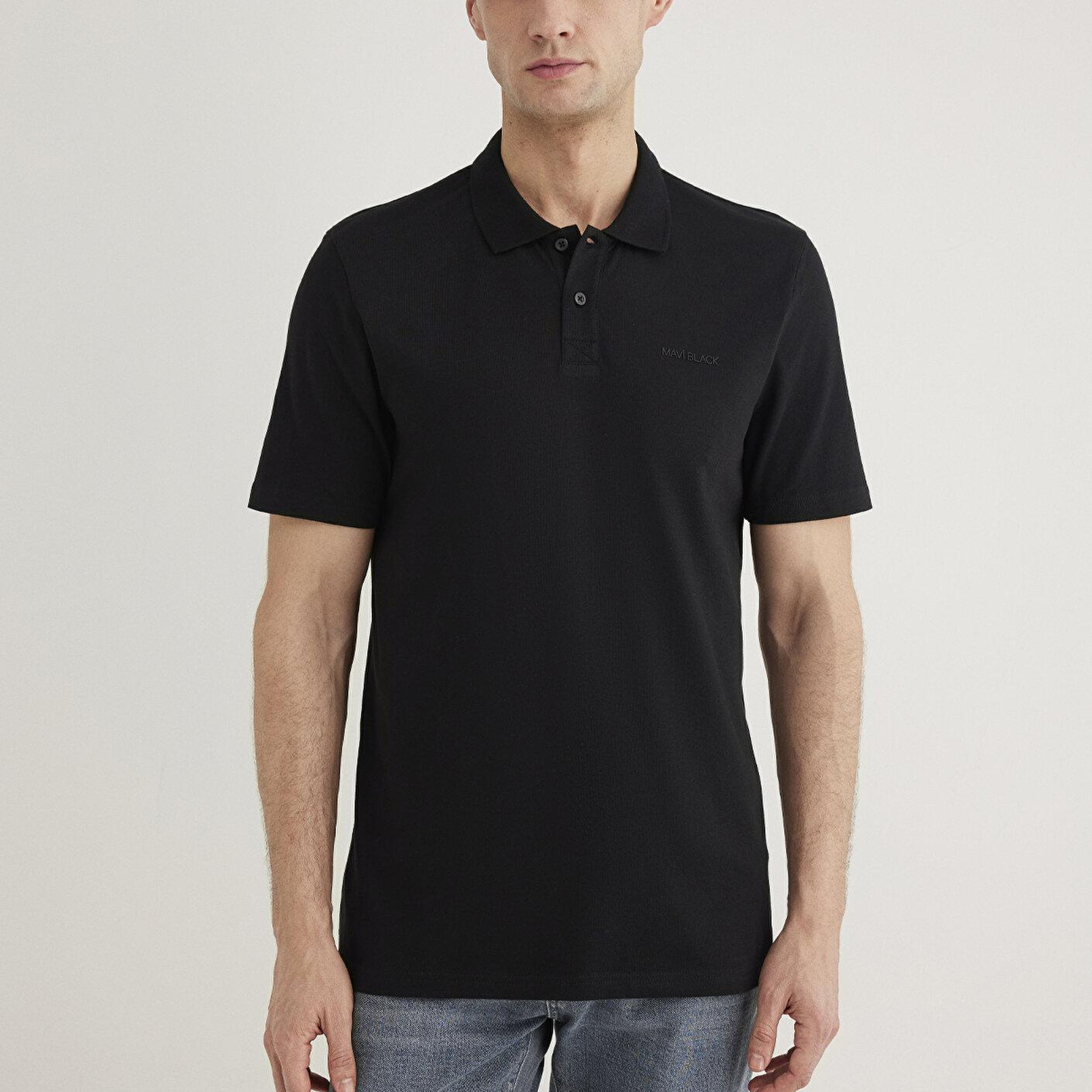 Mavi Siyah (TENCEL™) Liyosel Karışımlı Polo Tişört Regular Fit / Normal Kesim 0611837-900