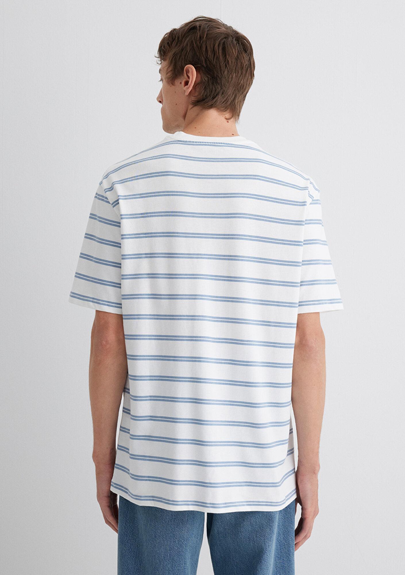 Mavi Mavi Çizgili Tişört Loose Fit / Bol Rahat Kesim 0612255-80796