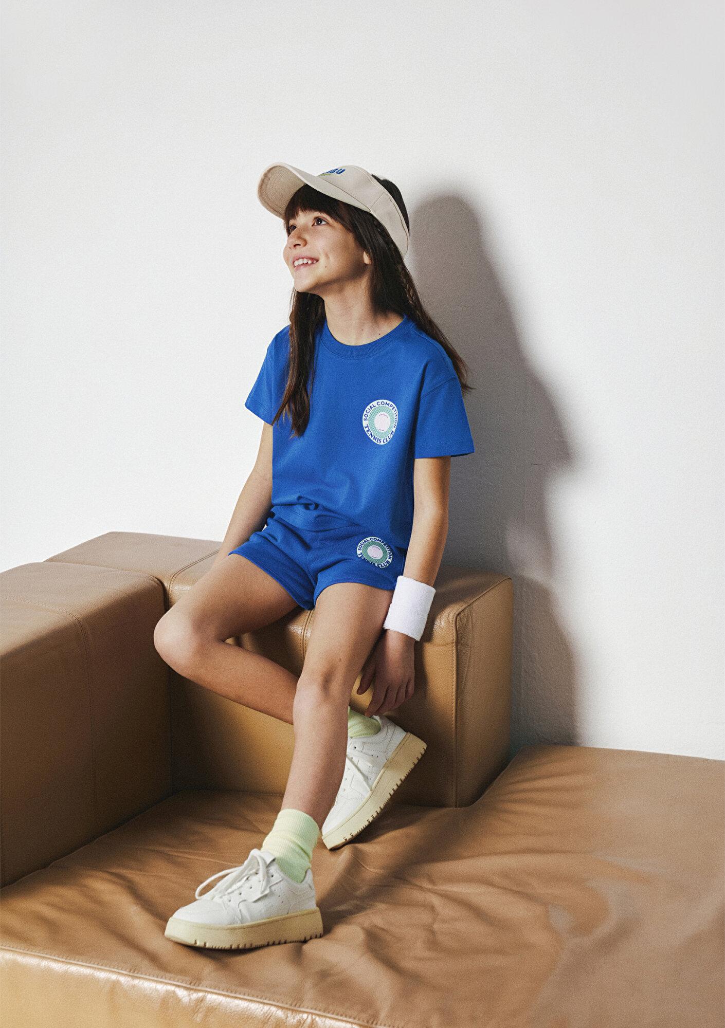 Mavi Tenis Baskılı Lacivert Tişört Loose Fit / Bol Rahat Kesim 7610395-91448