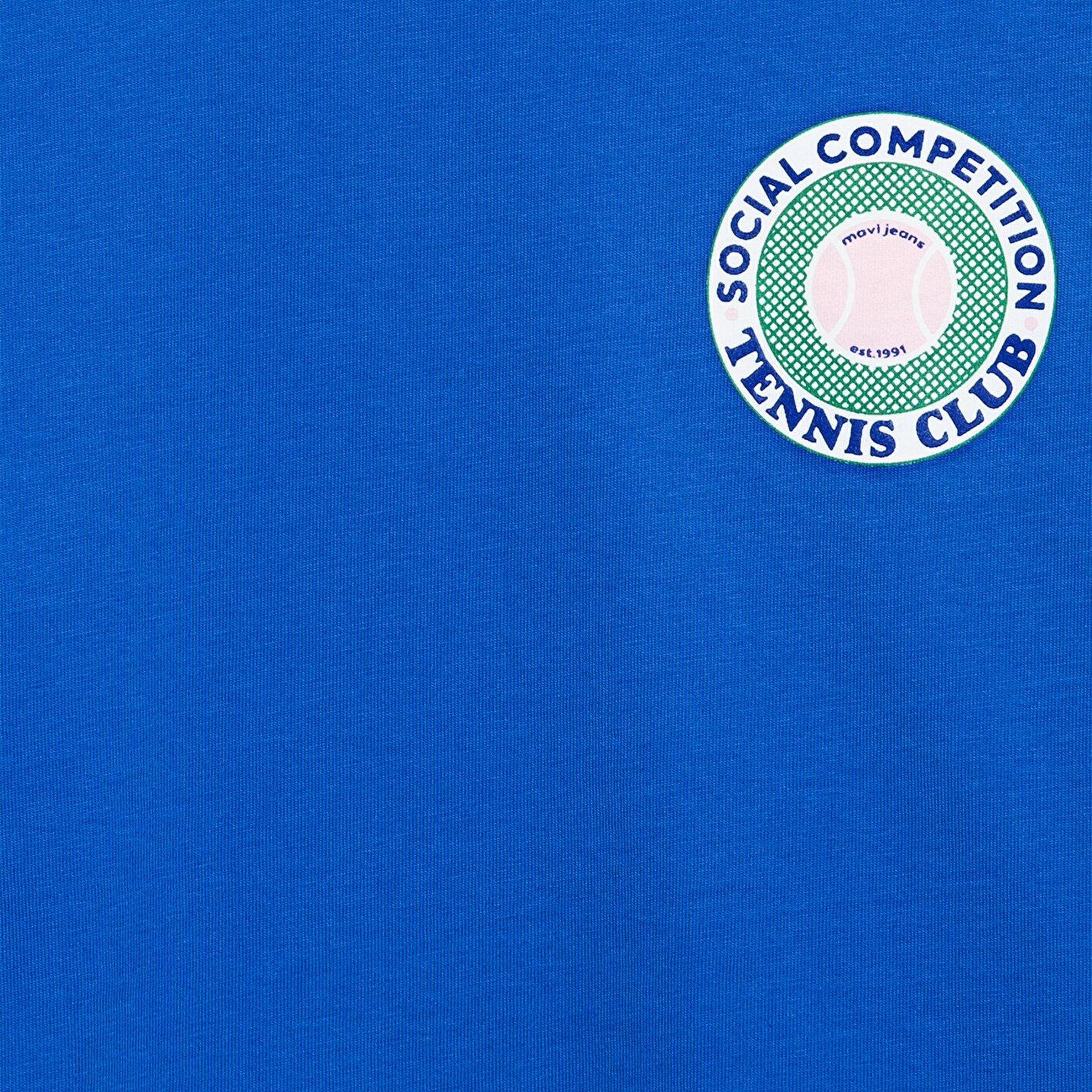 Mavi Tenis Baskılı Lacivert Tişört Loose Fit / Bol Rahat Kesim 7610395-91448
