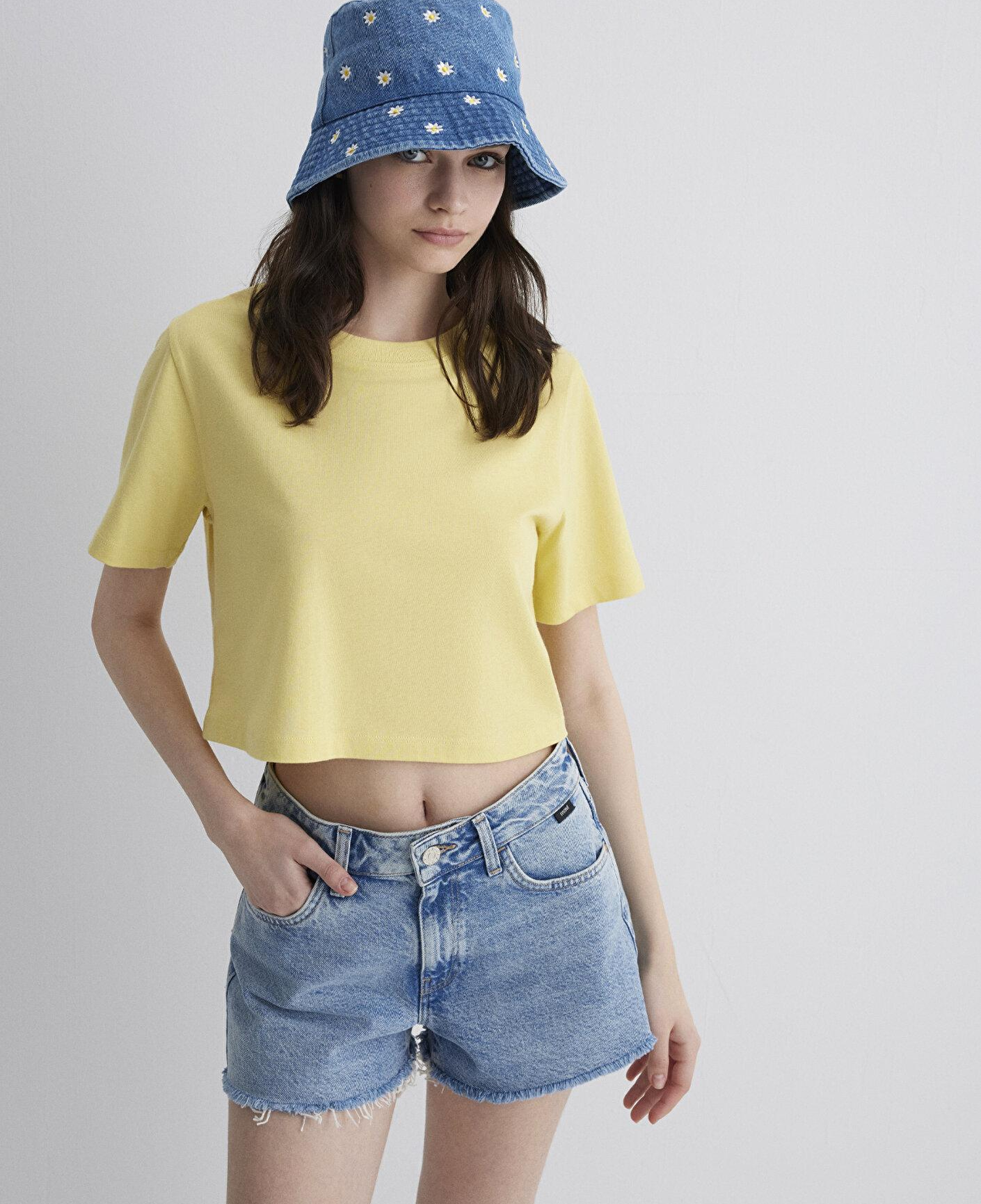 Mavi Papatya Nakışlı Denim Bucket Şapka 1912247-34961