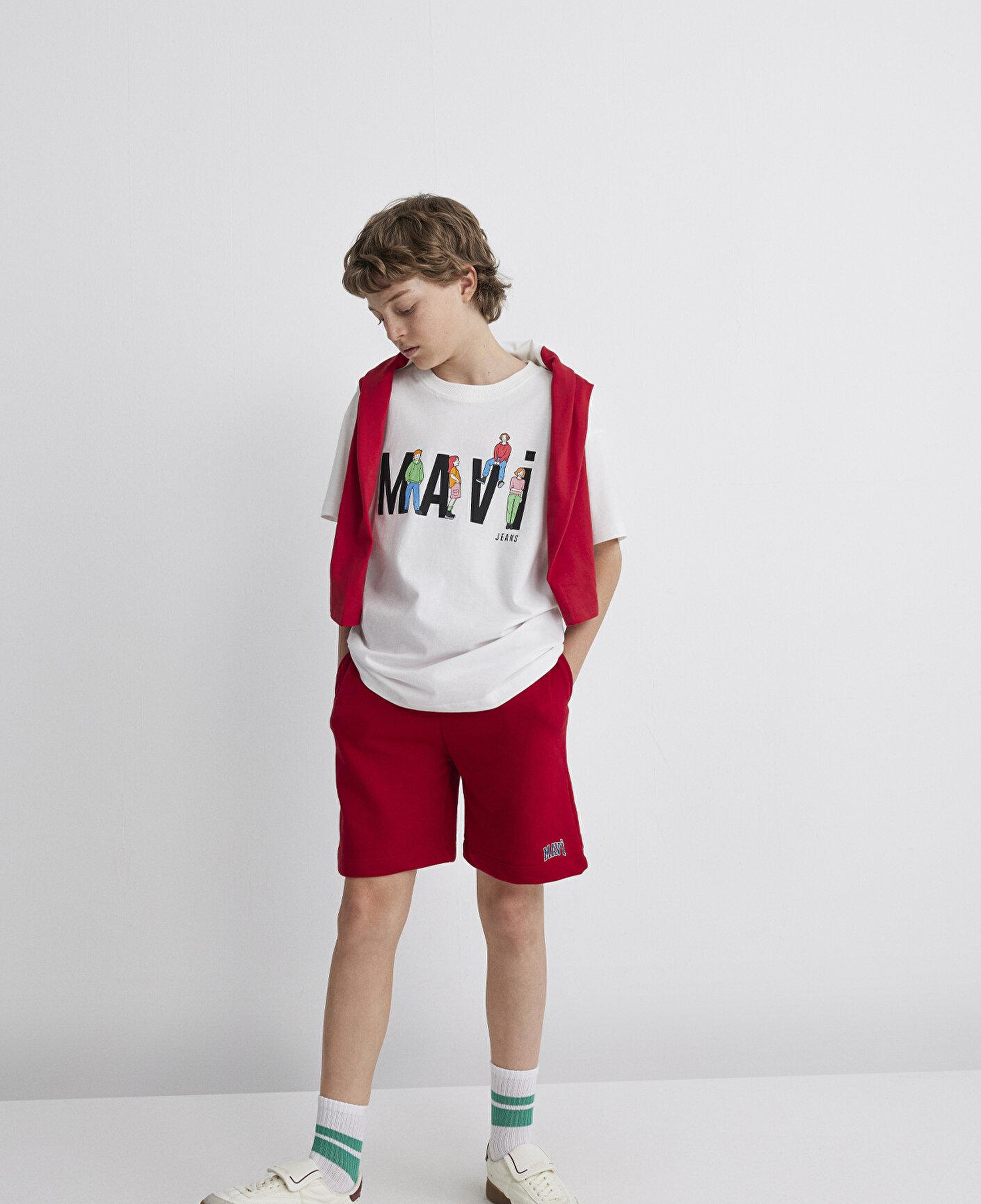 Mavi Mavi Logo Baskılı Kırmızı Şort 6410003-70464