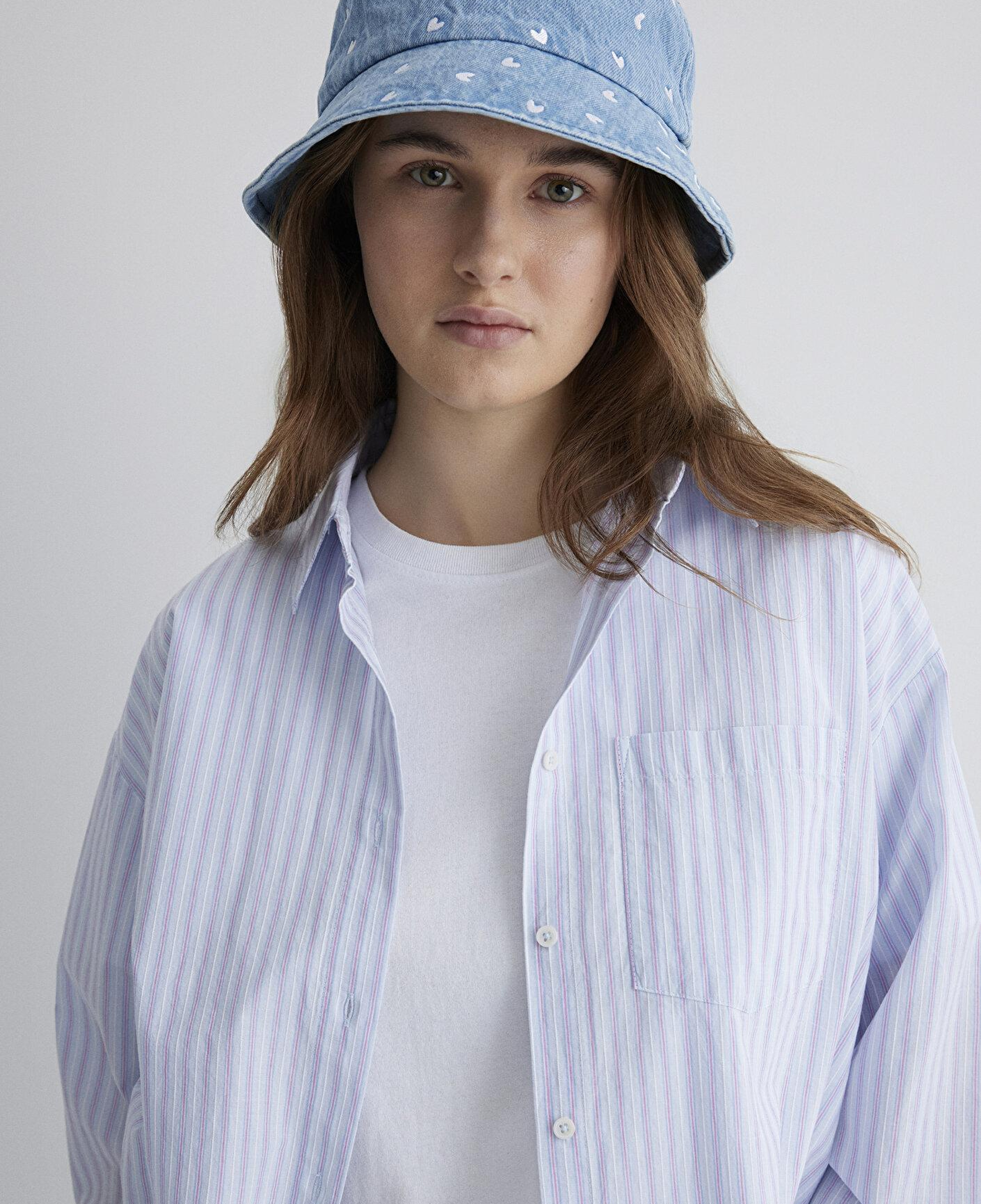 Mavi Kalp Nakışlı Denim Bucket Şapka 1913100-82324