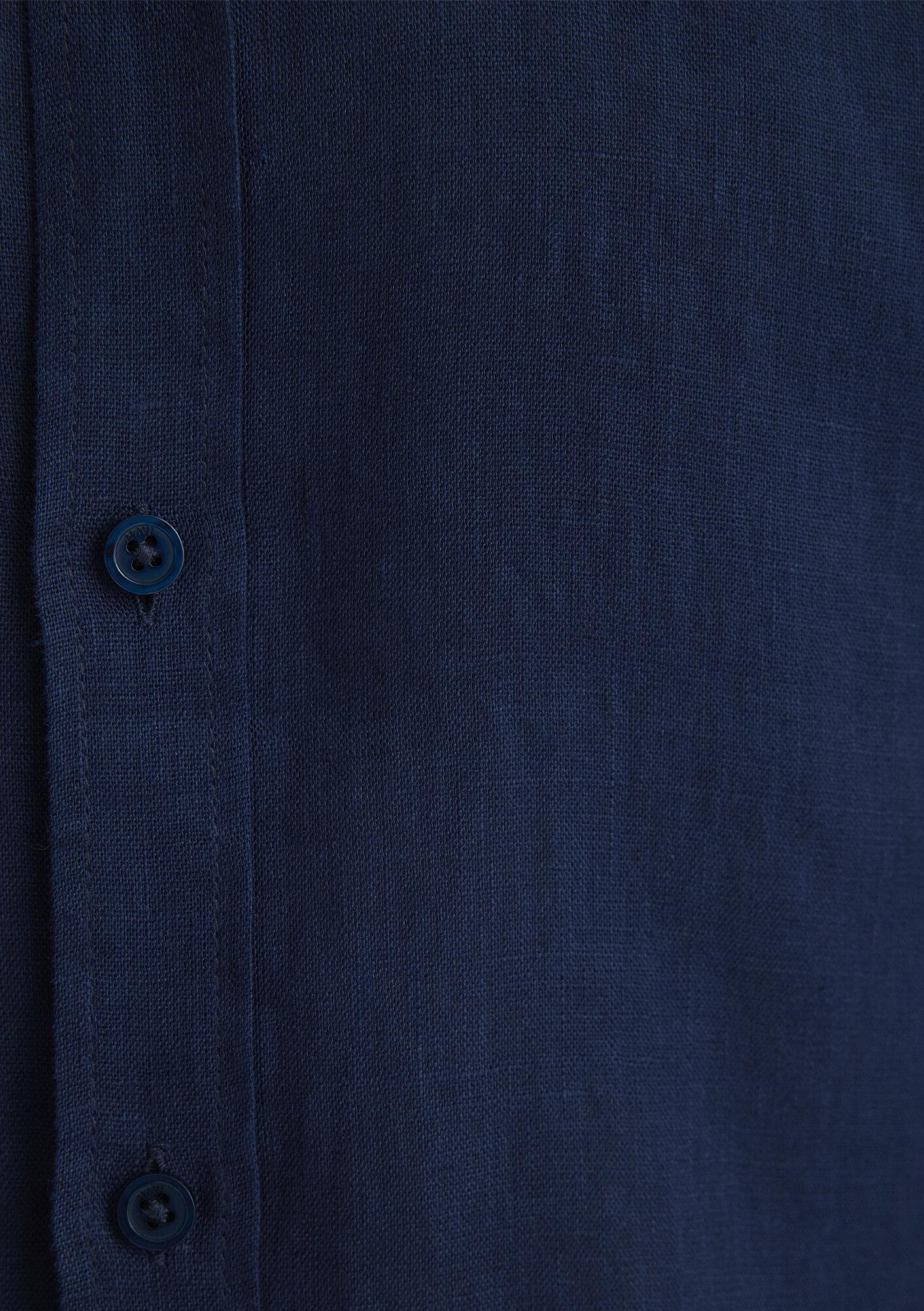 Mavi Lacivert Keten Gömlek Slim Fit / Dar Kesim 0211466-70497