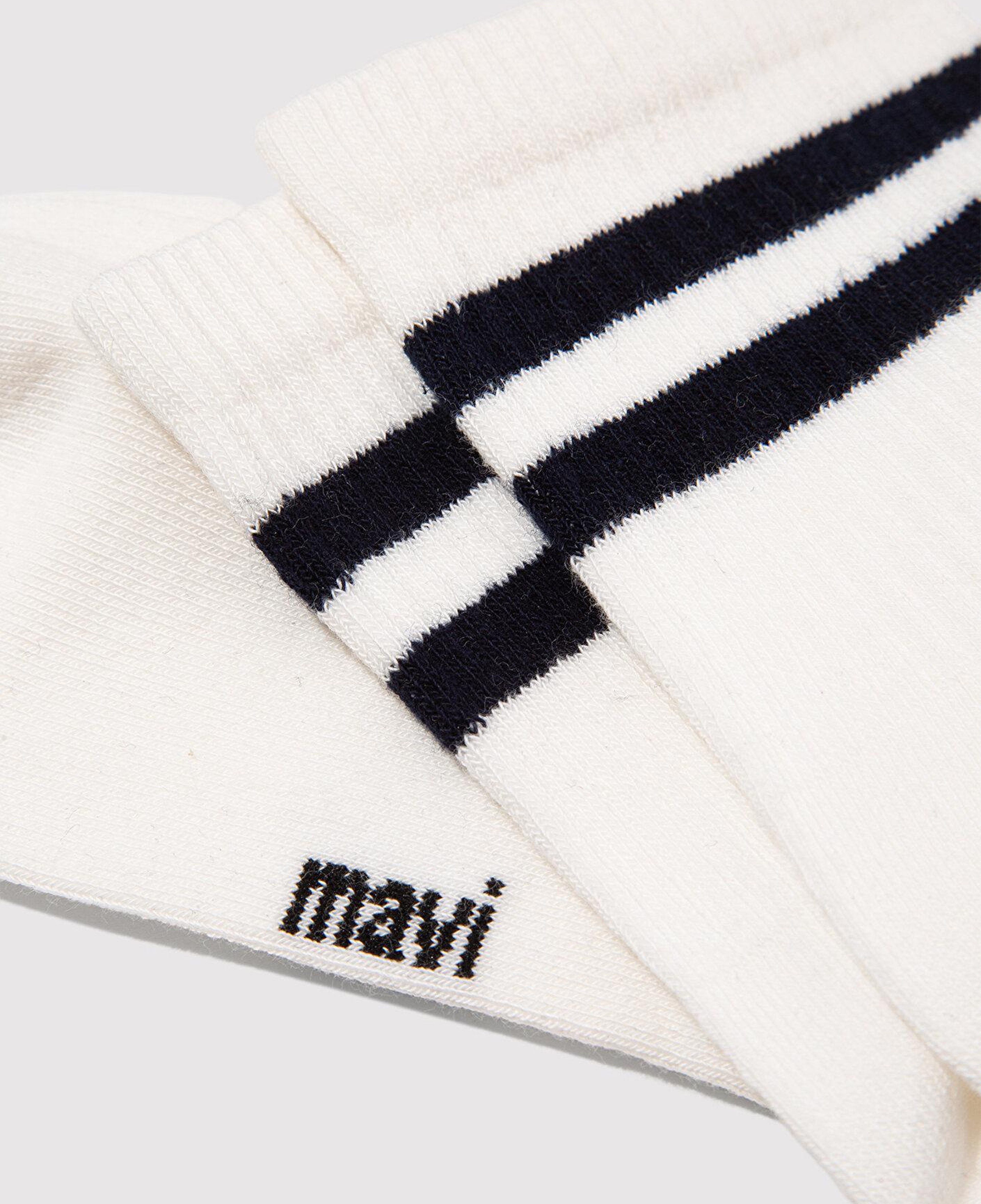Mavi Çizgi Detaylı Ekru Soket Çorap 0911594-21649