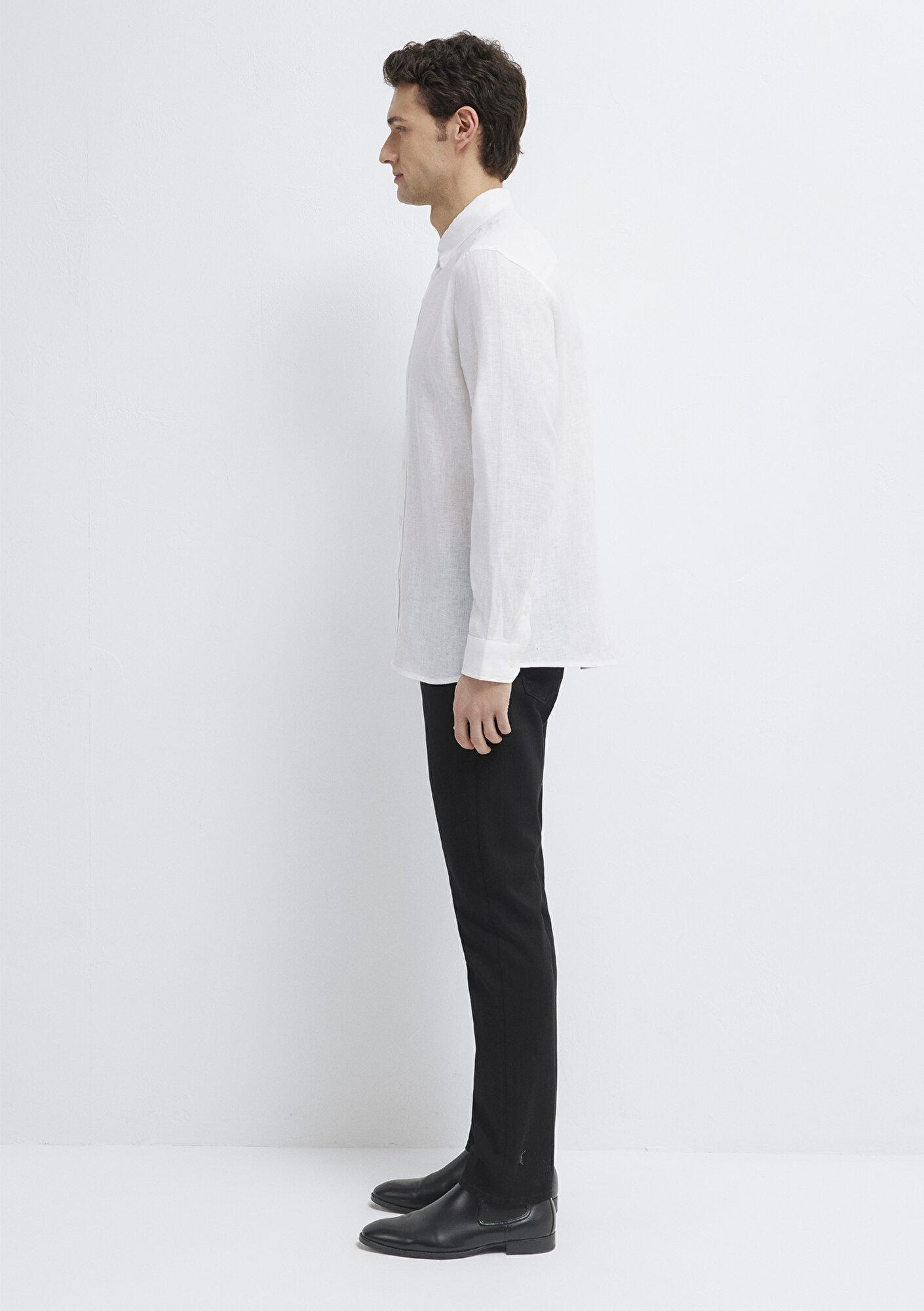 Mavi Mavi Black Beyaz Keten Gömlek Regular Fit / Normal Kesim 0211909-620