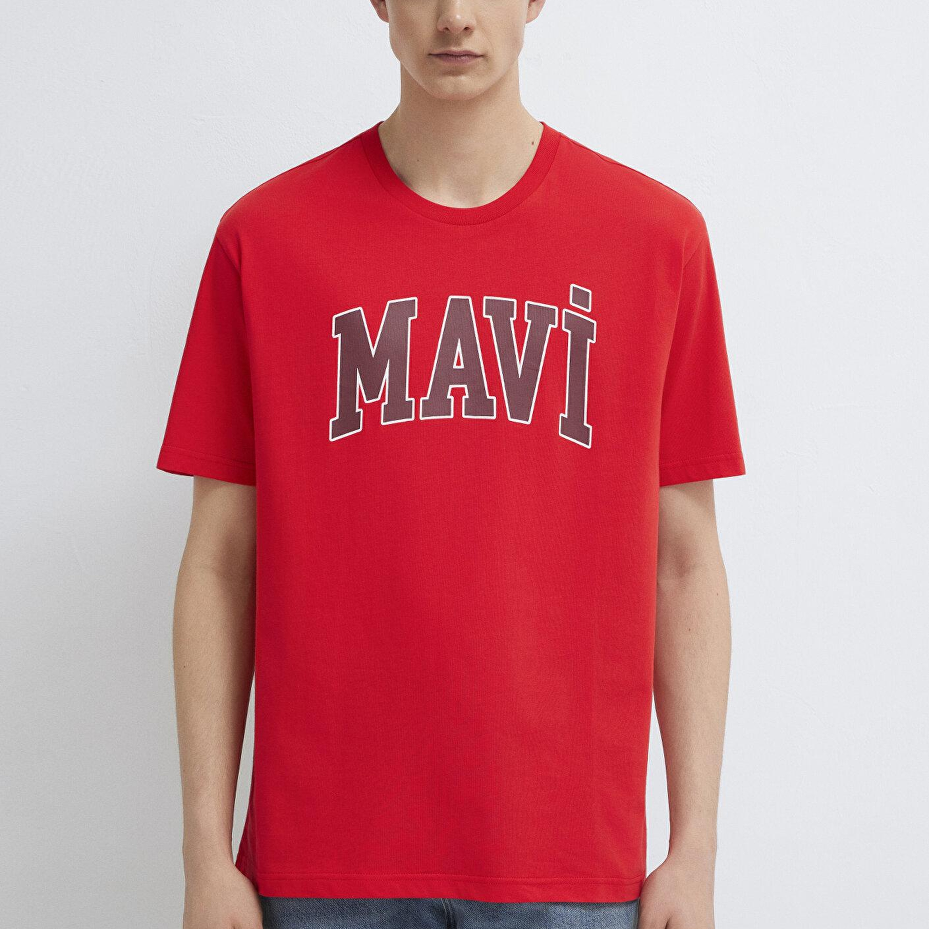 Mavi Mavi Logo Baskılı Kırmızı Tişört Loose Fit / Bol Rahat Kesim 0611711-70467
