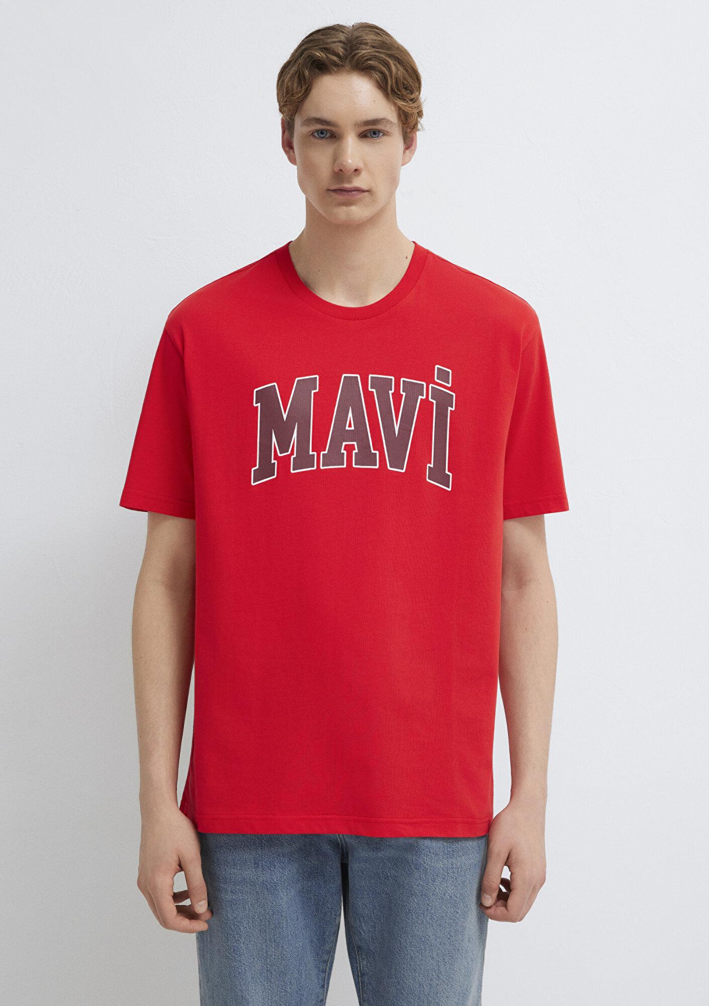 Mavi Mavi Logo Baskılı Kırmızı Tişört Loose Fit / Bol Rahat Kesim 0611711-70467