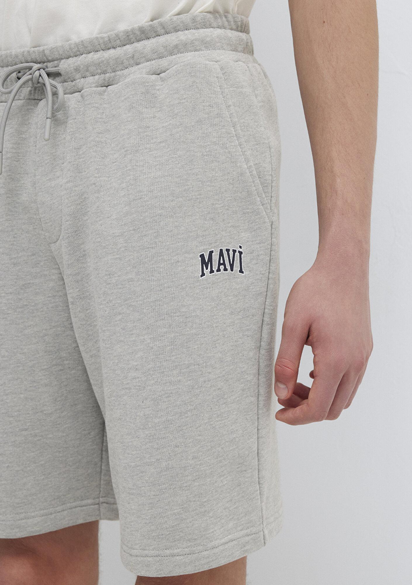 Mavi Mavi Logo Baskılı Gri Şort 0410224-80018