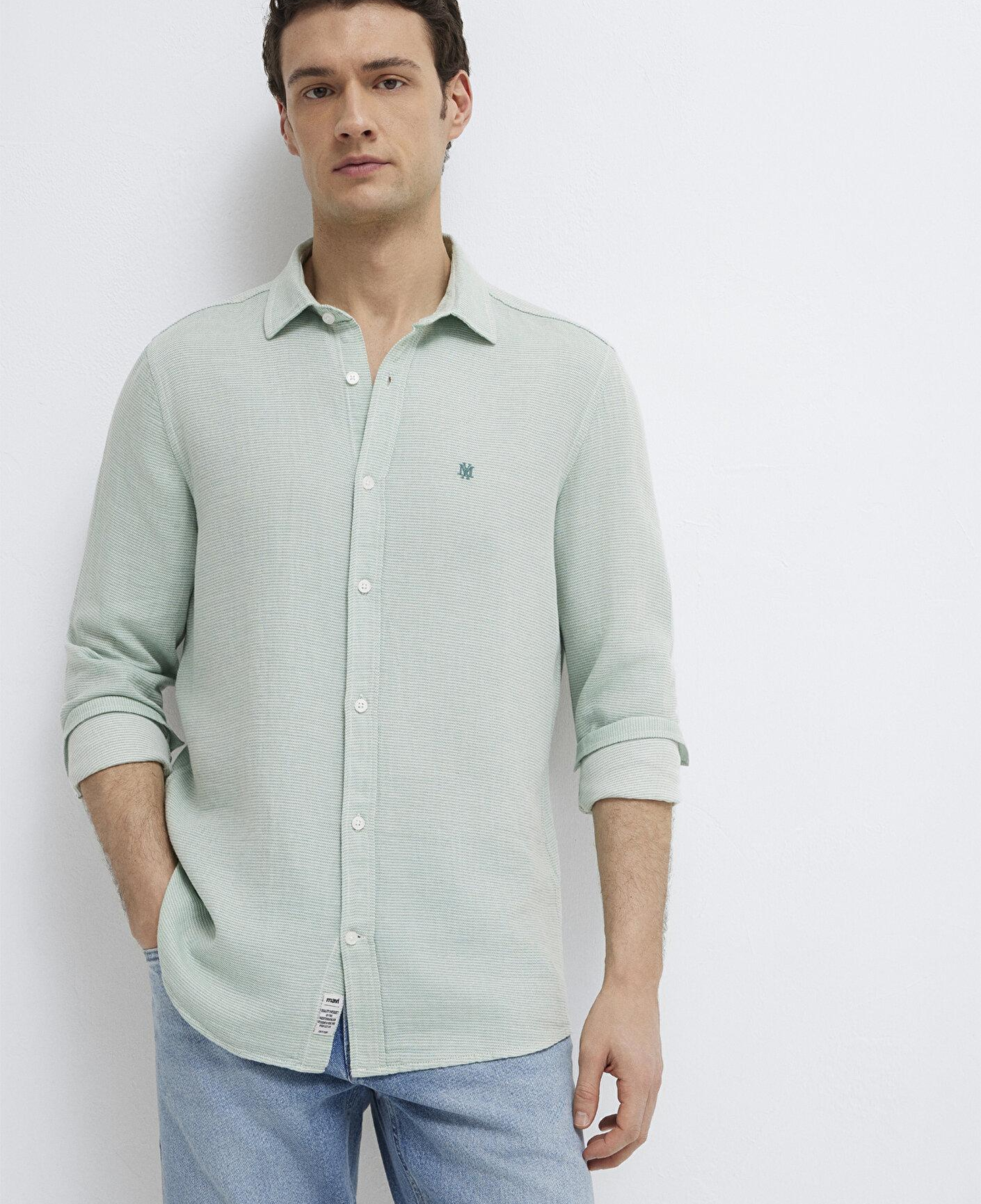 Mavi Mühür Logo Nakışlı Yeşil Gömlek Slim Fit / Dar Kesim 0211899-71909