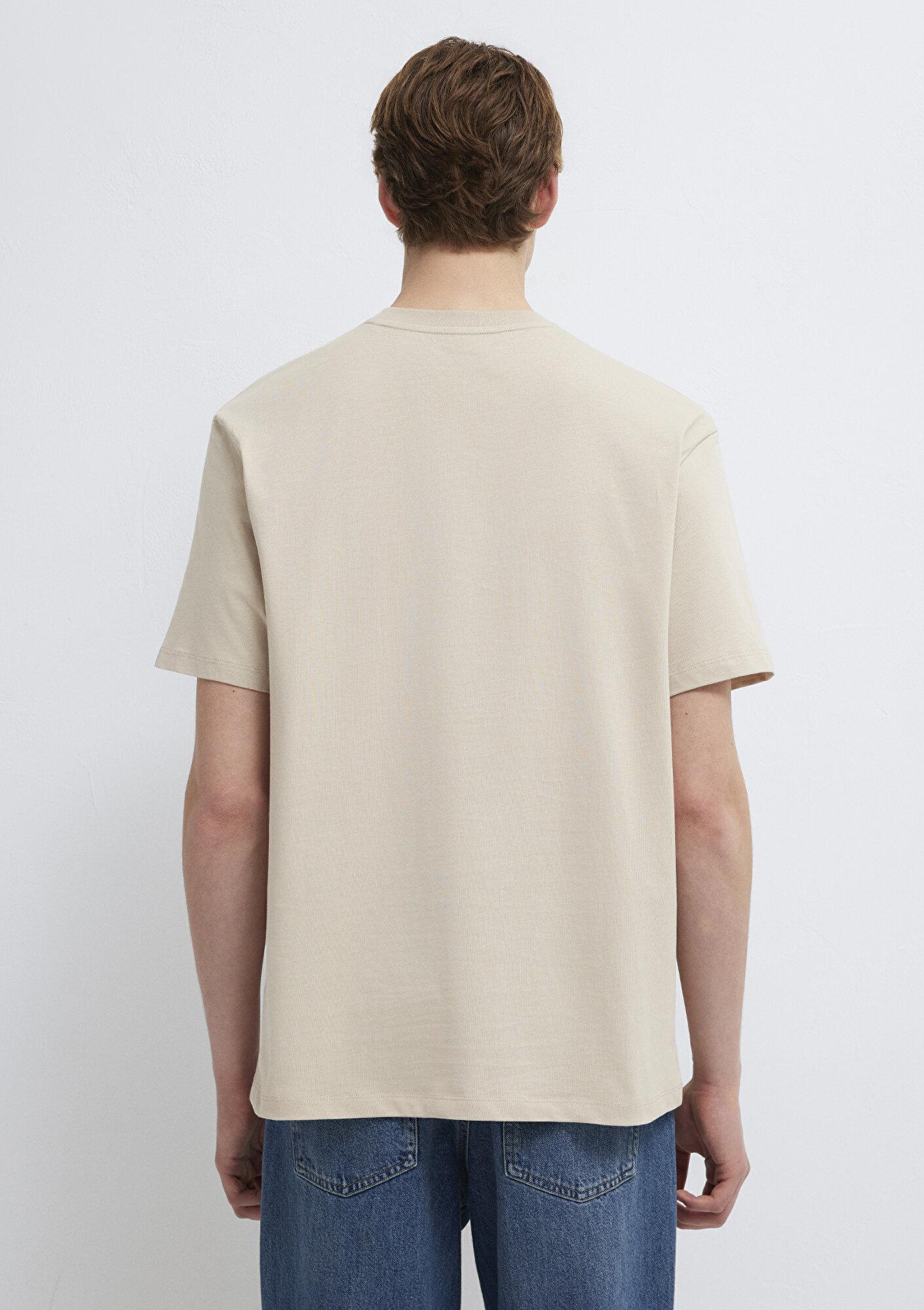 Mavi Bej Basic Tişört Loose Fit / Bol Rahat Kesim 066249-70004
