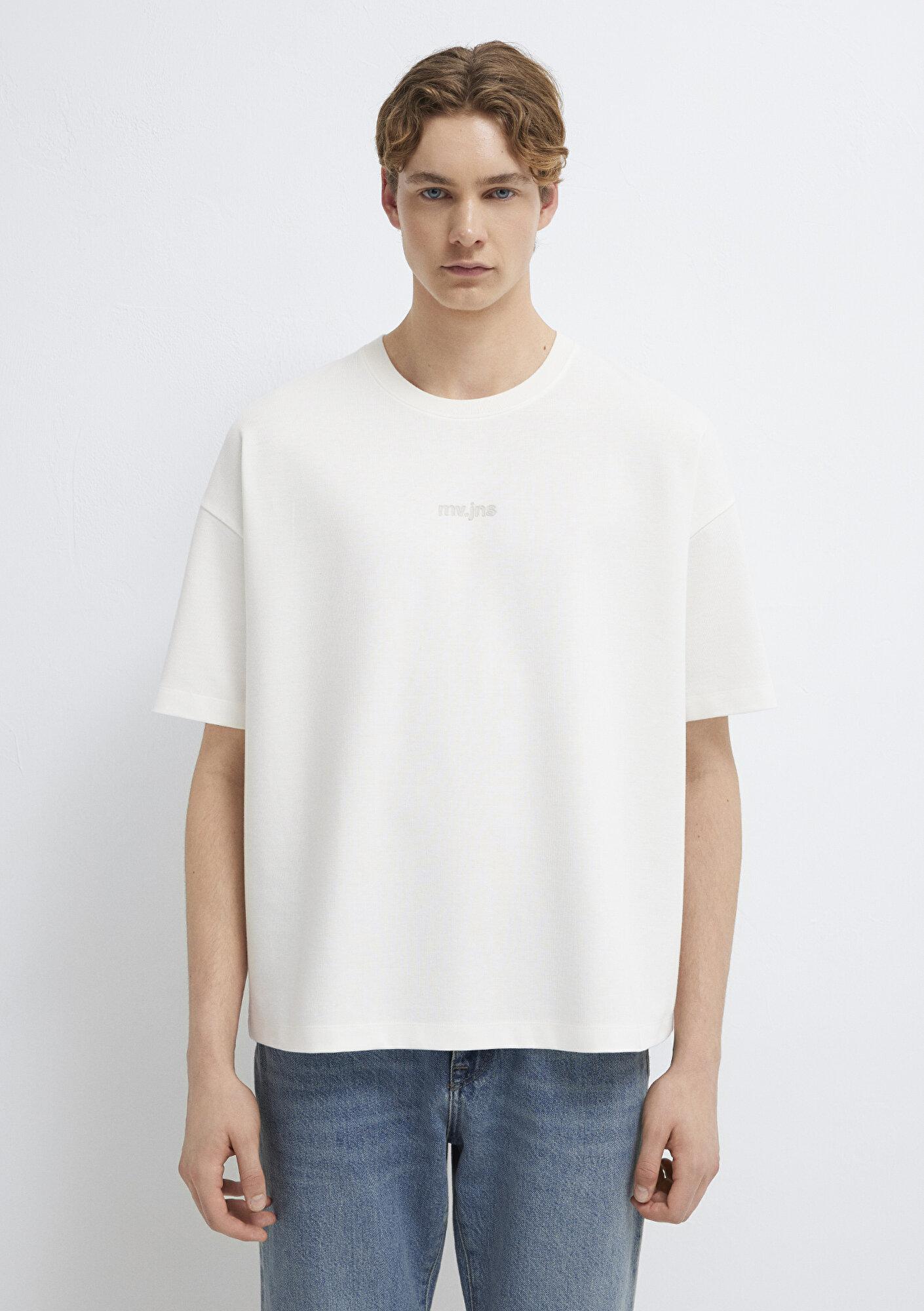 Mavi MVJNS Baskılı Ekru İnterlok Tişört Boxy Fit 0613306-70057