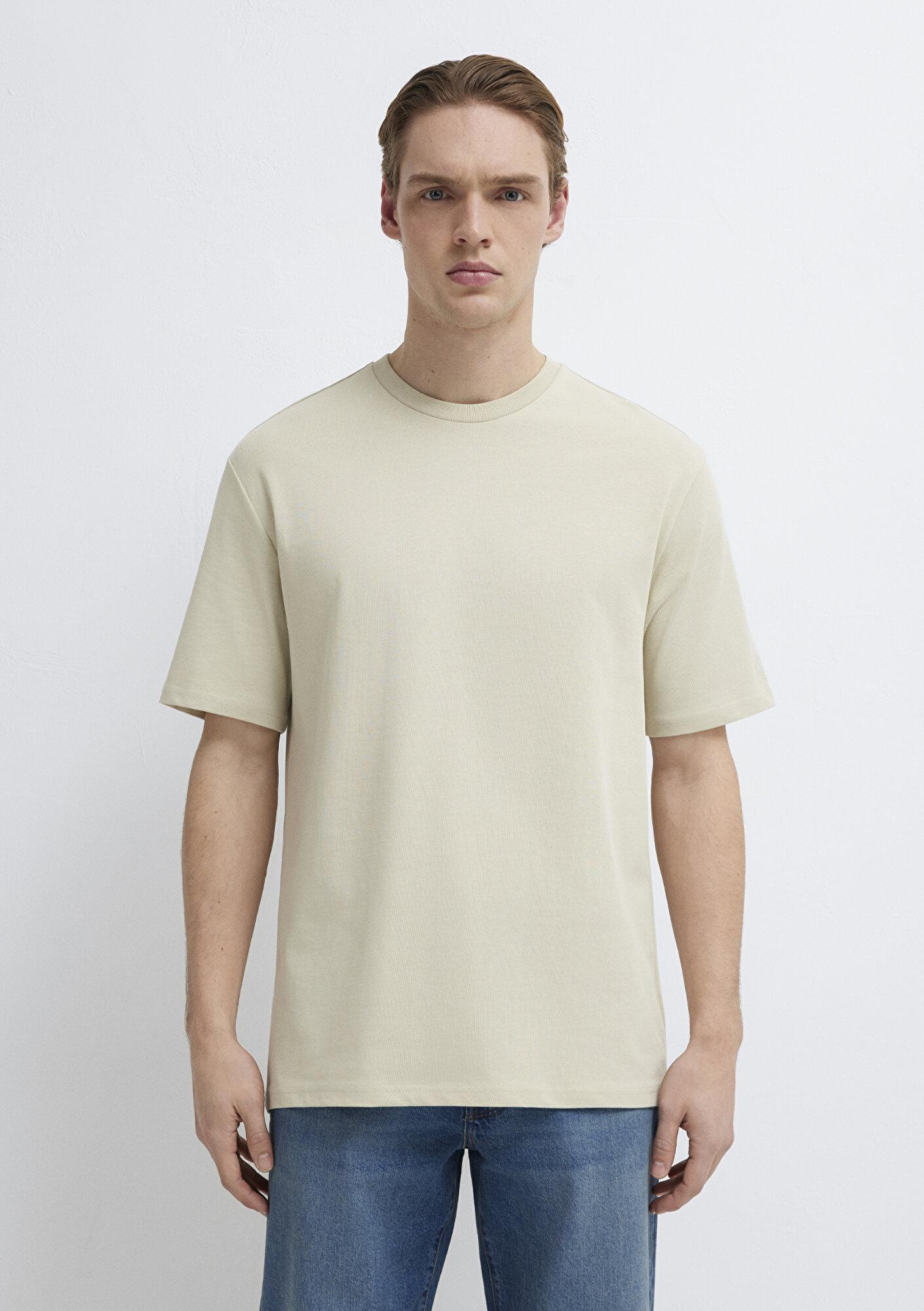 Mavi Bej Basic Tişört Loose Fit / Bol Rahat Kesim 0611924-70322