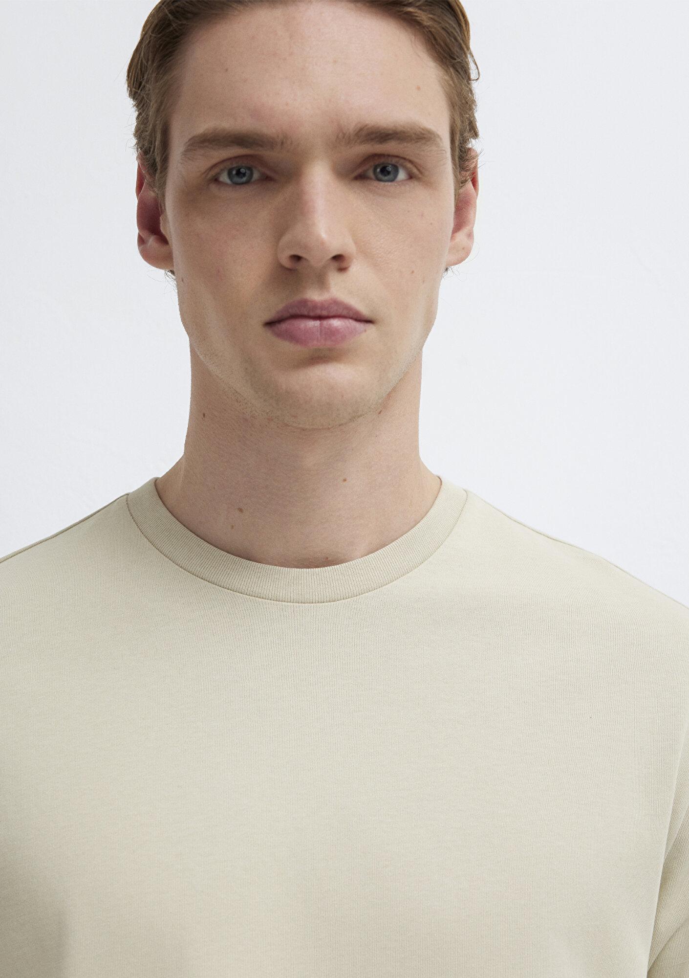 Mavi Bej Basic Tişört Loose Fit / Bol Rahat Kesim 0611924-70322