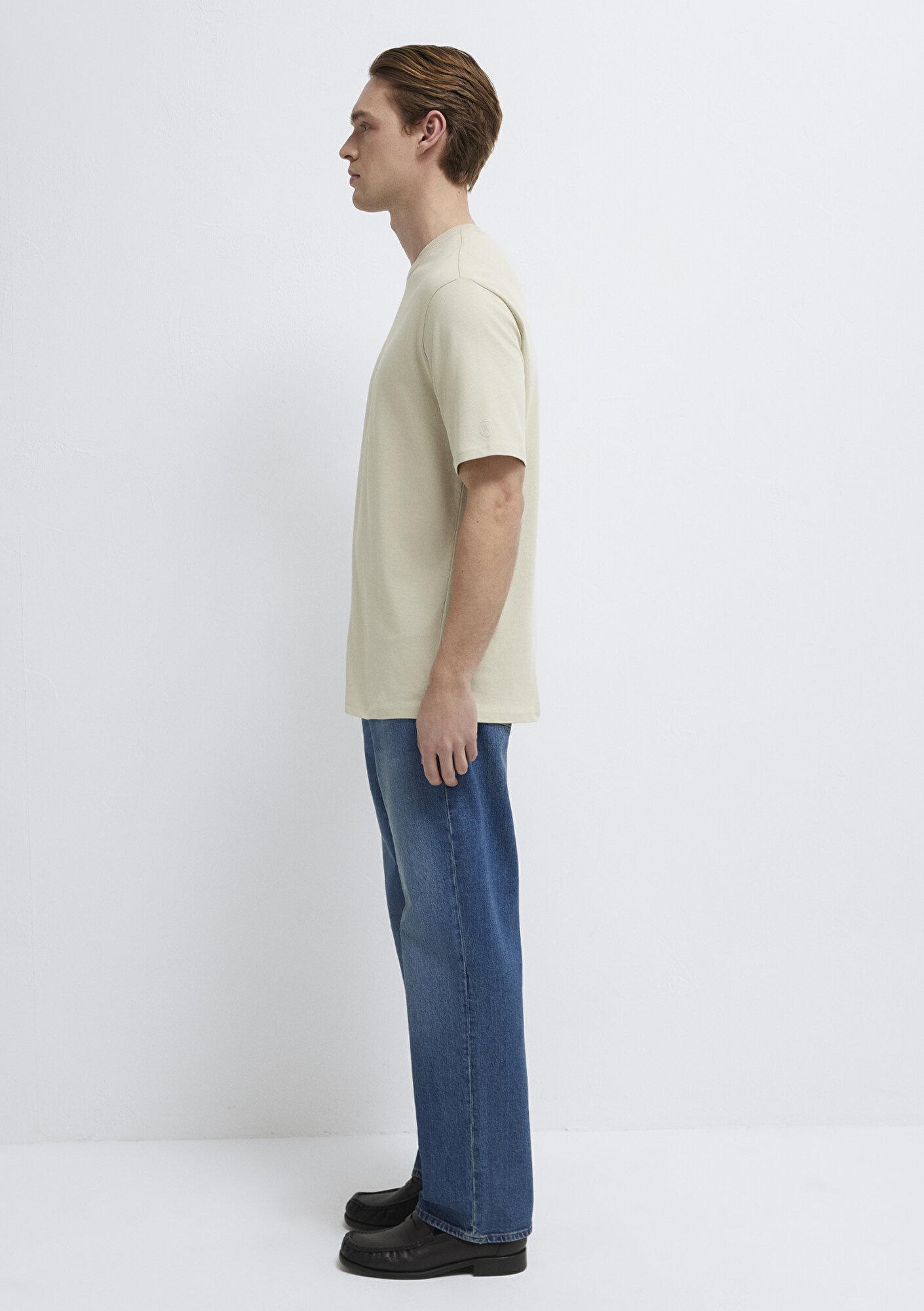 Mavi Bej Basic Tişört Loose Fit / Bol Rahat Kesim 0611924-70322