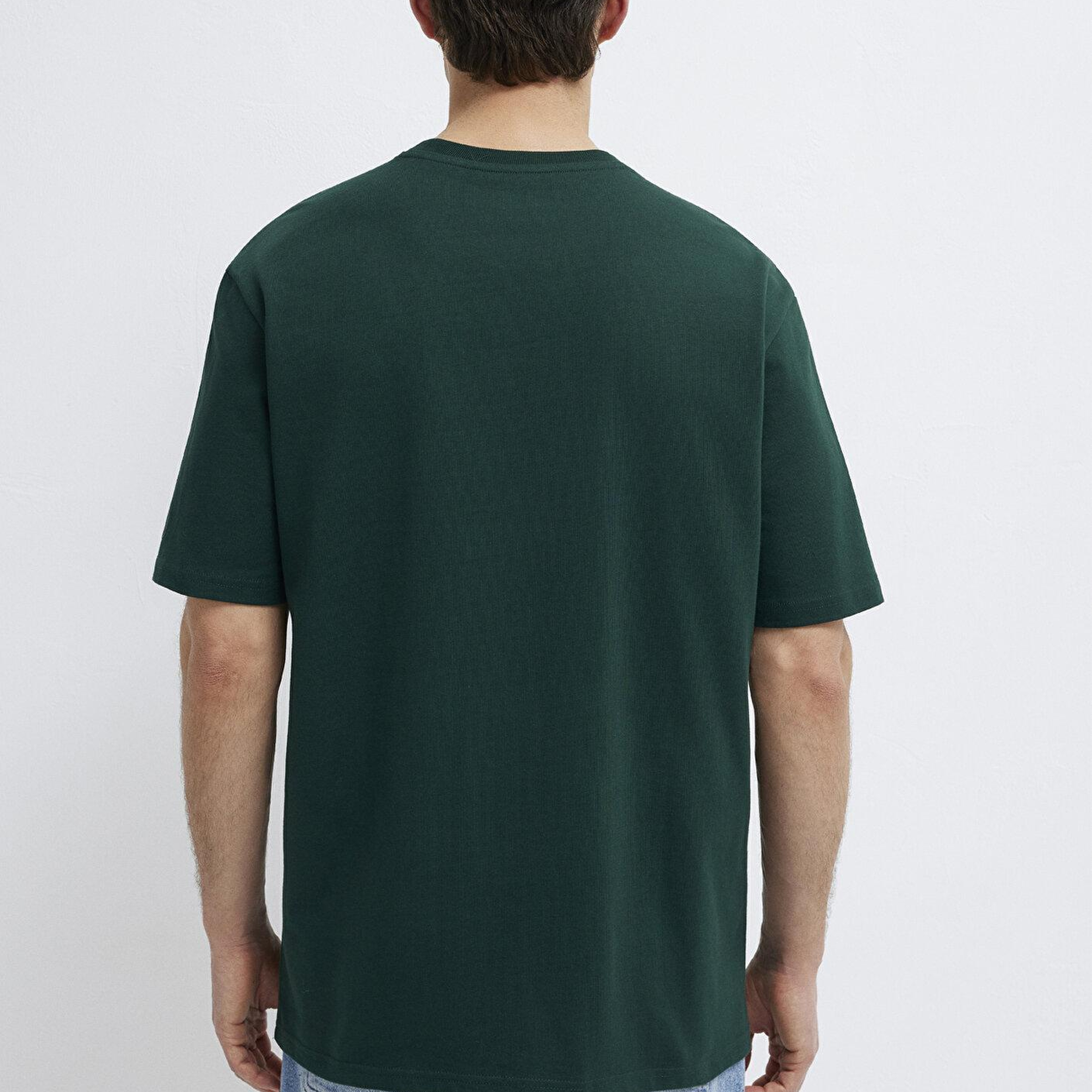 Mavi Yeşil Basic Tişört Loose Fit / Bol Rahat Kesim 0611924-85173