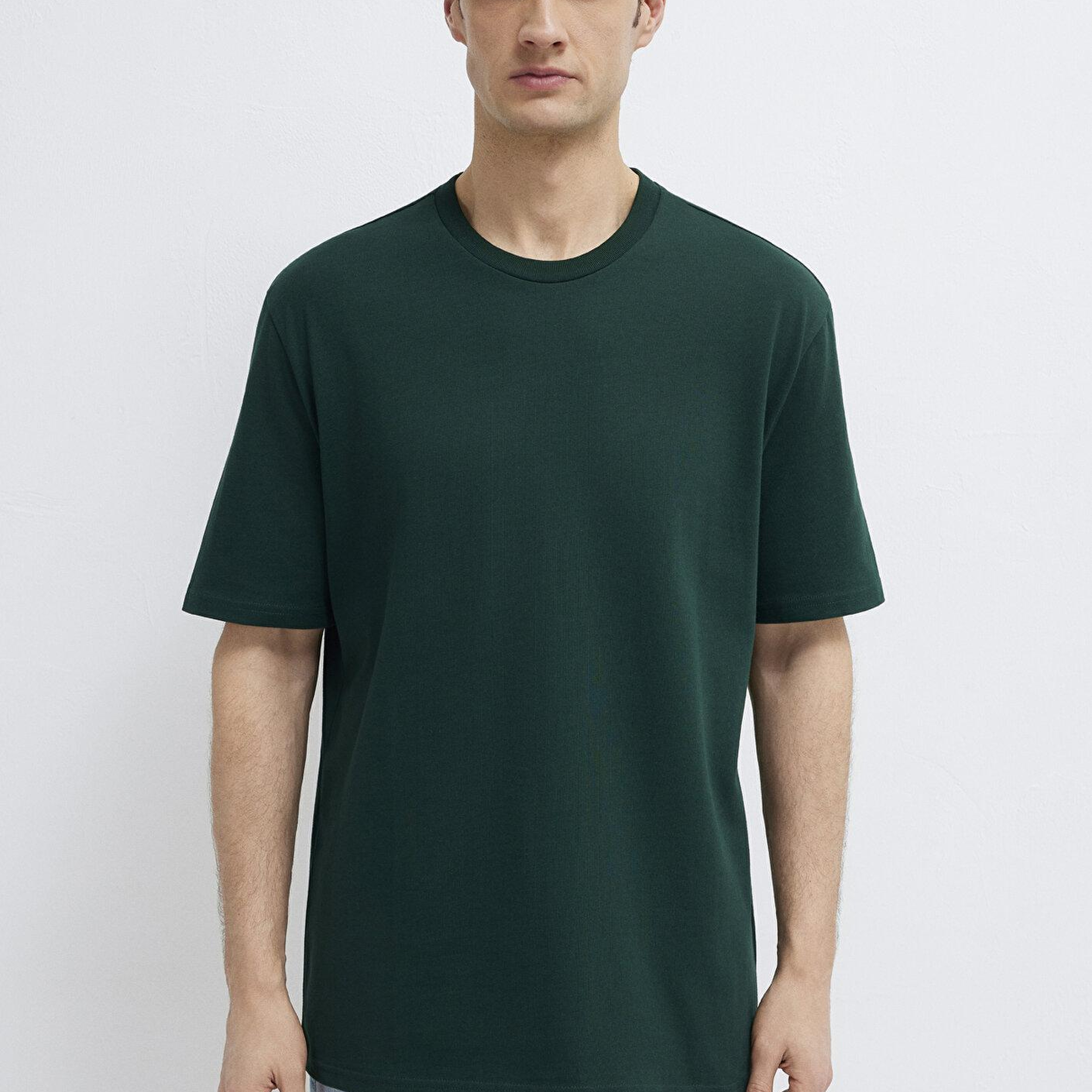 Mavi Yeşil Basic Tişört Loose Fit / Bol Rahat Kesim 0611924-85173