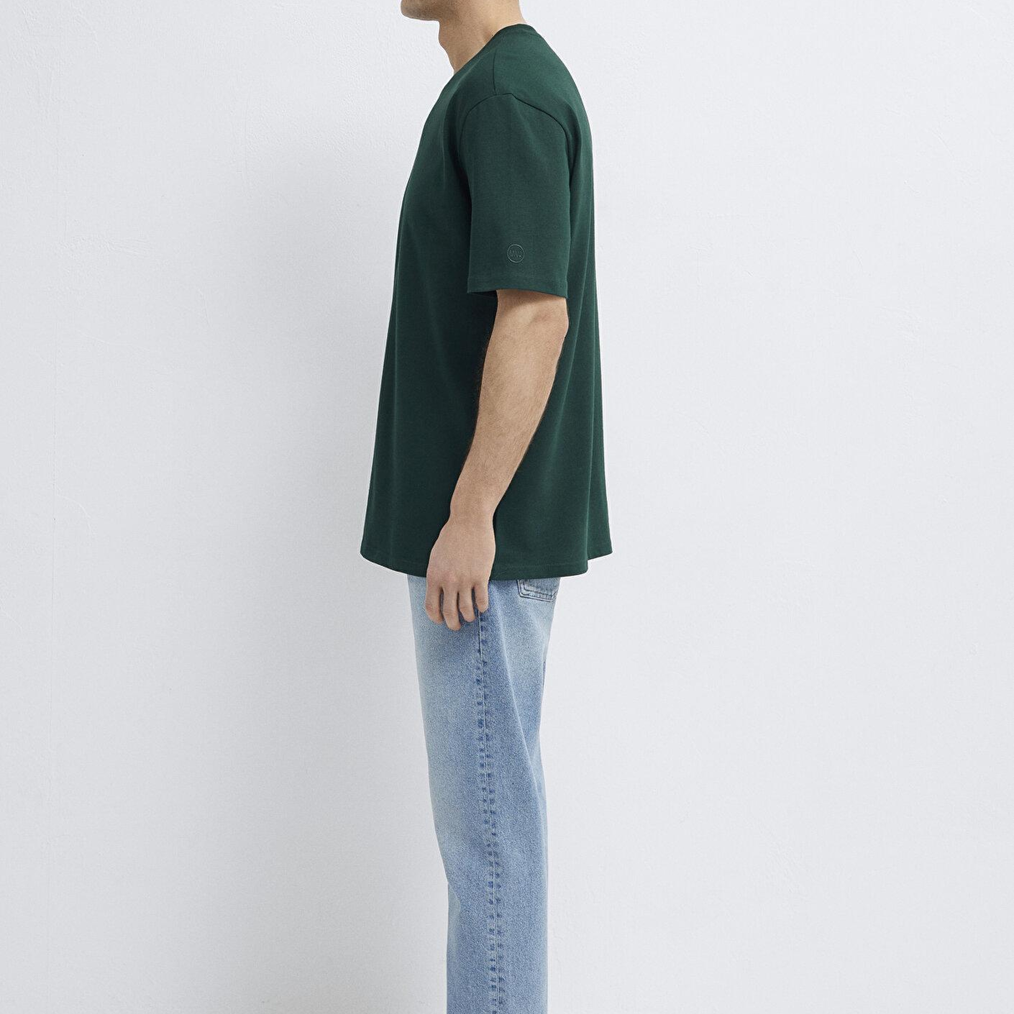 Mavi Yeşil Basic Tişört Loose Fit / Bol Rahat Kesim 0611924-85173