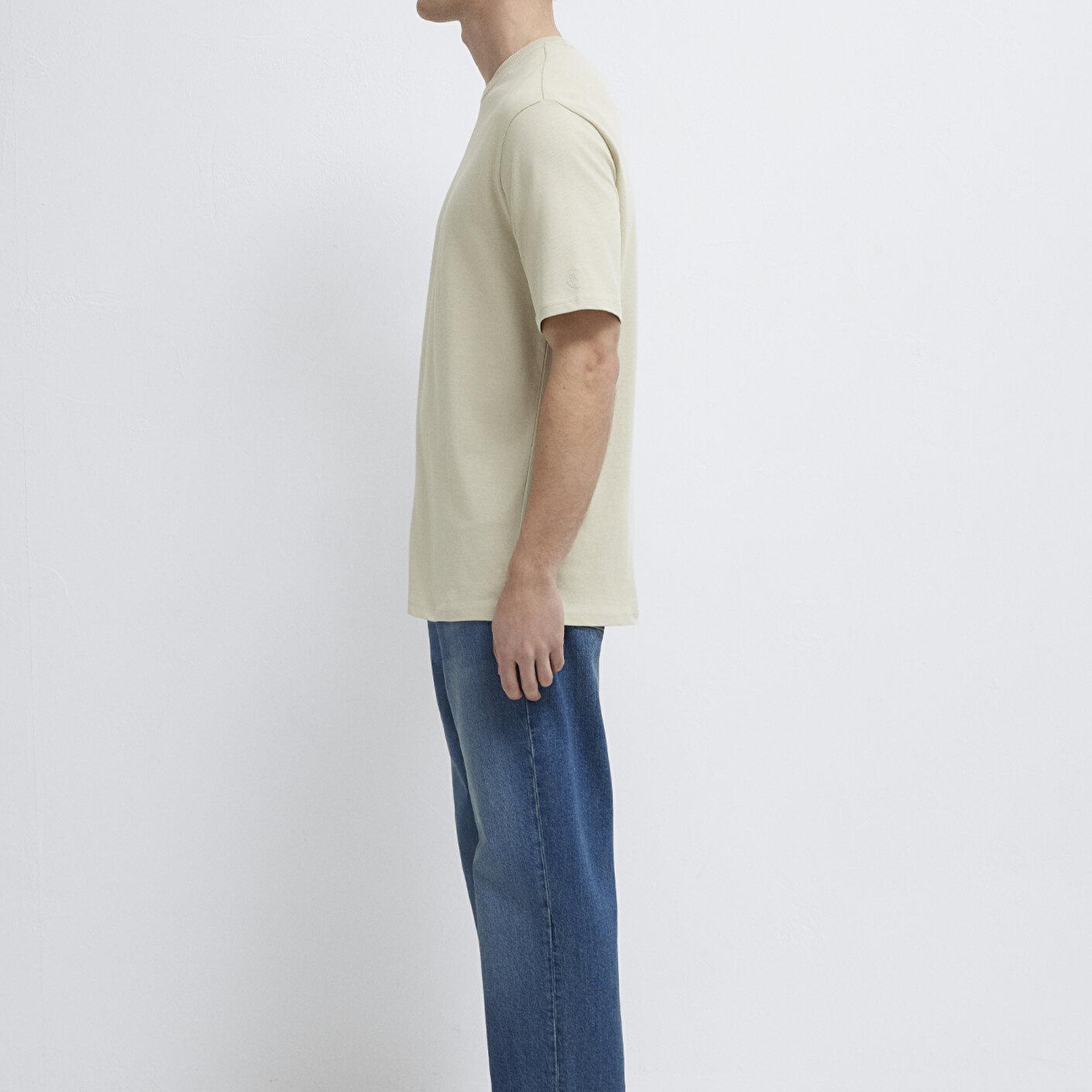 Mavi Bej Basic Tişört Loose Fit / Bol Rahat Kesim 0611924-70322