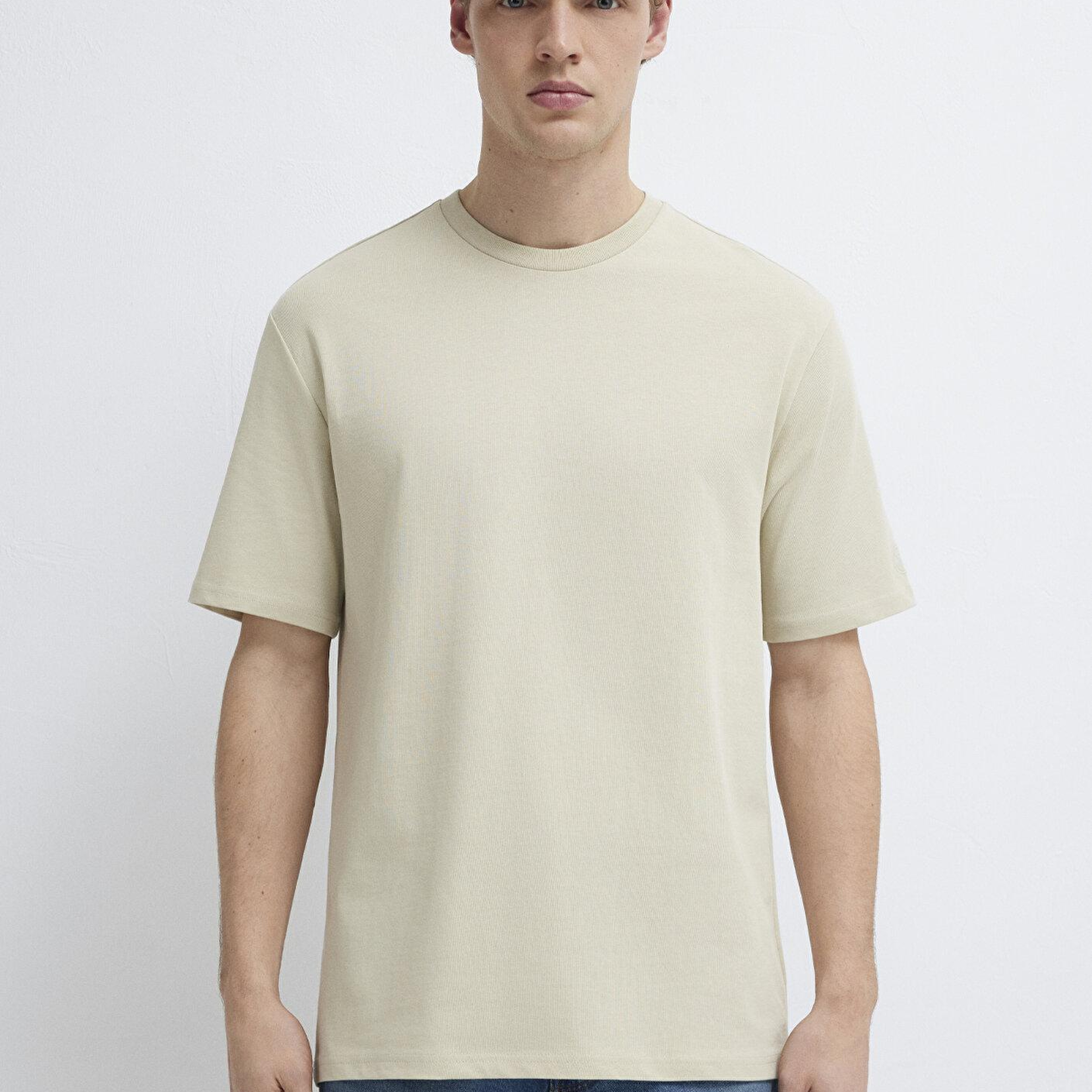 Mavi Bej Basic Tişört Loose Fit / Bol Rahat Kesim 0611924-70322