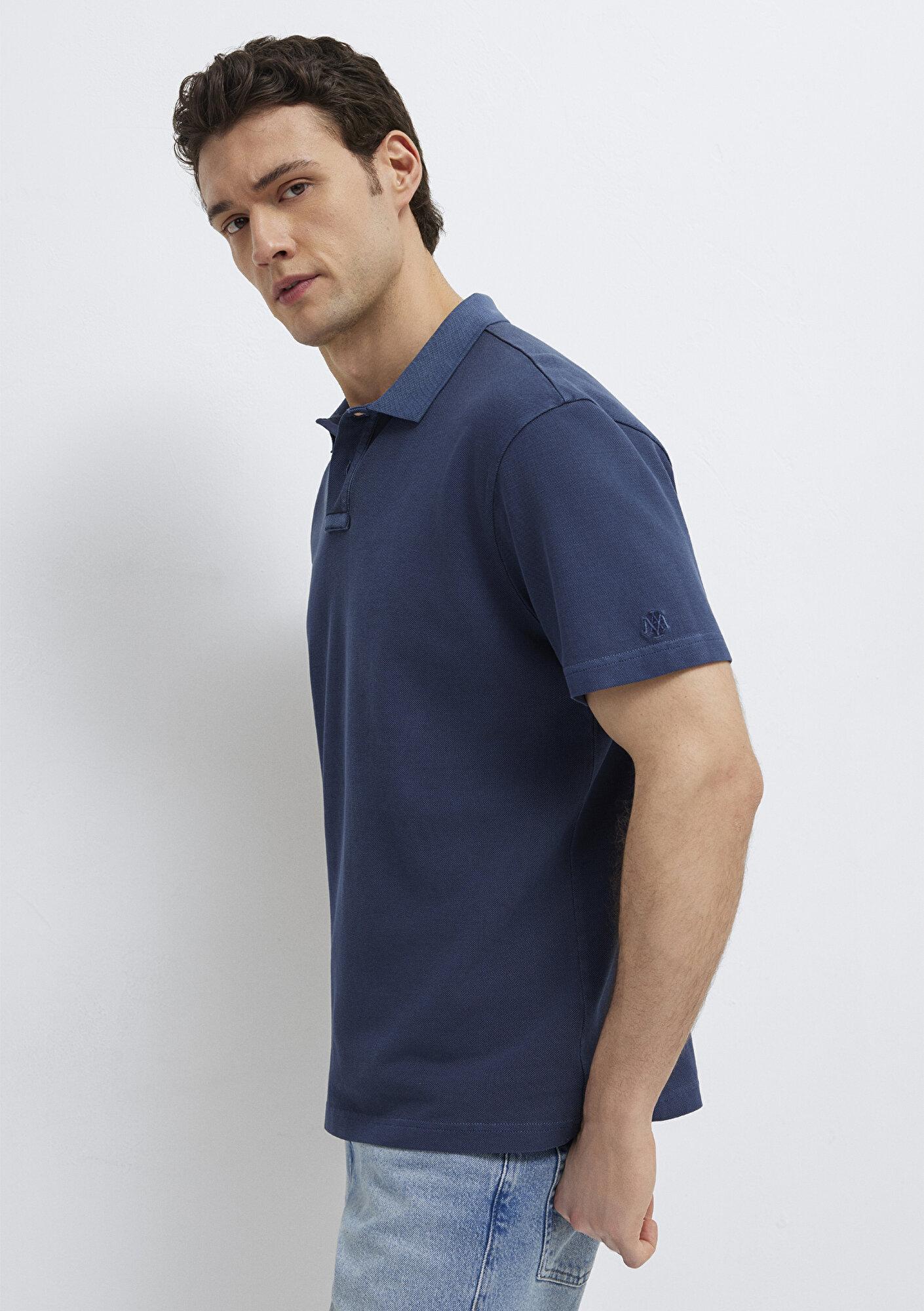 Mavi Lacivert Polo Tişört Loose Fit / Bol Rahat Kesim 0613311-70497
