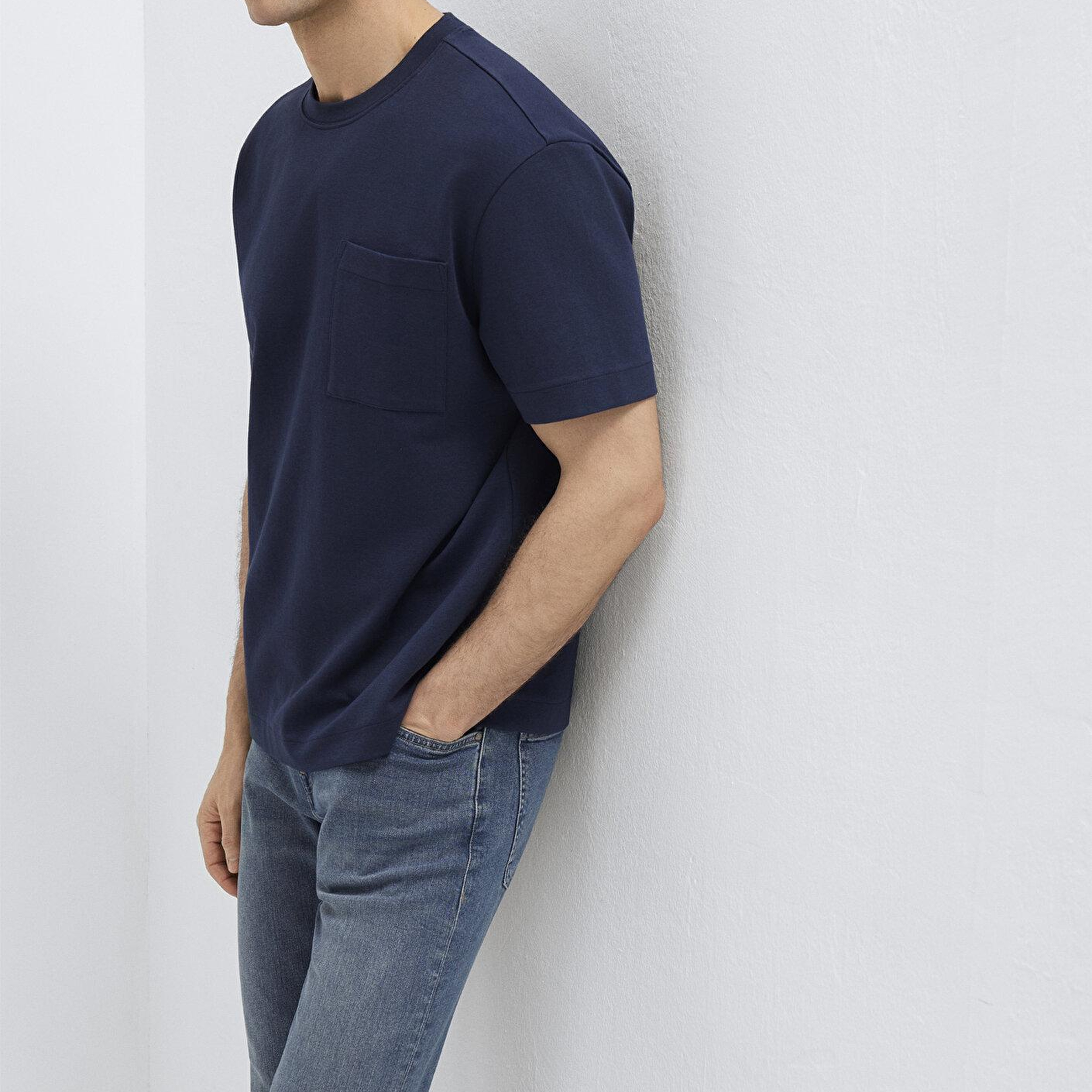 Mavi Lacivert Basic Tişört Loose Fit / Bol Rahat Kesim 0613339-86623