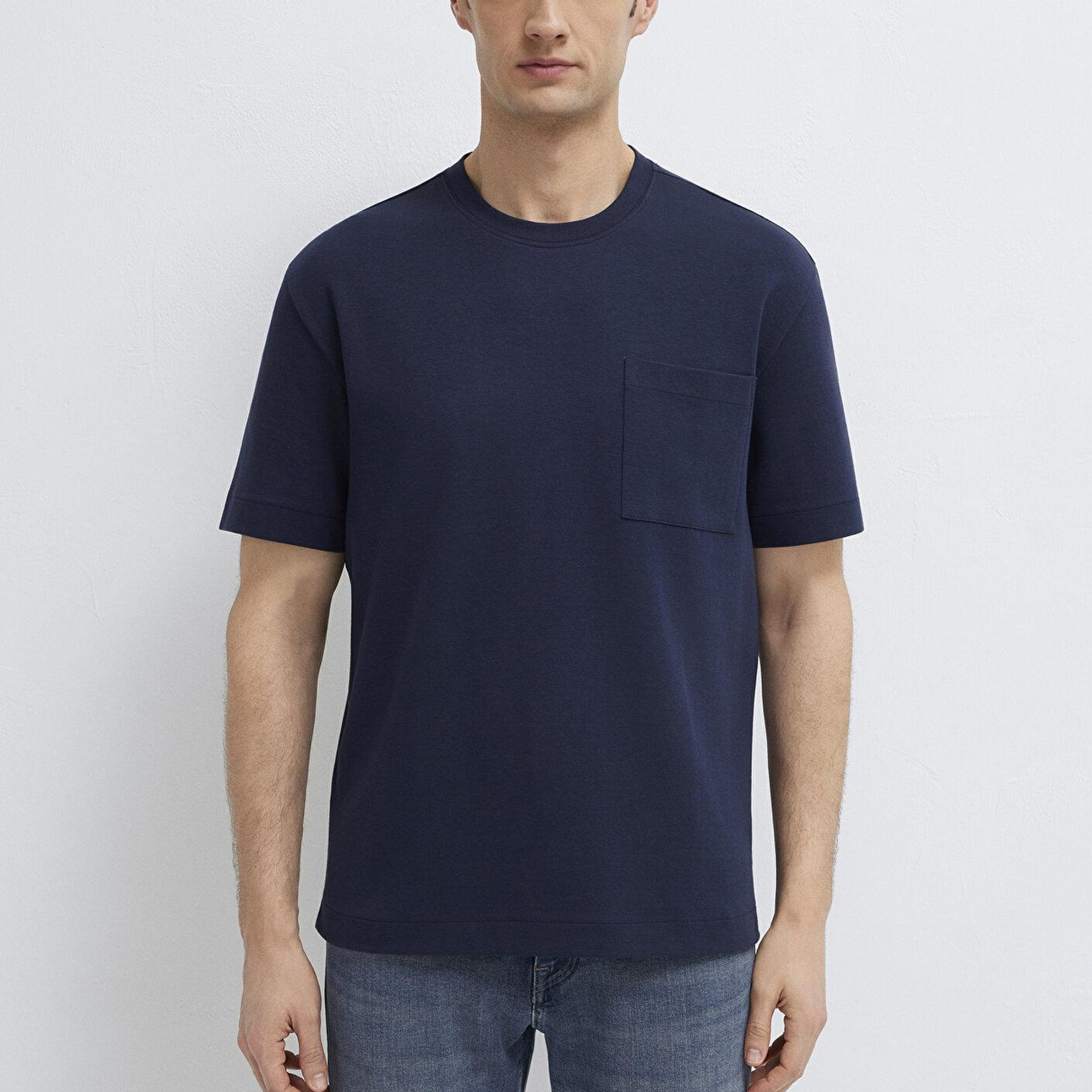 Mavi Lacivert Basic Tişört Loose Fit / Bol Rahat Kesim 0613339-86623