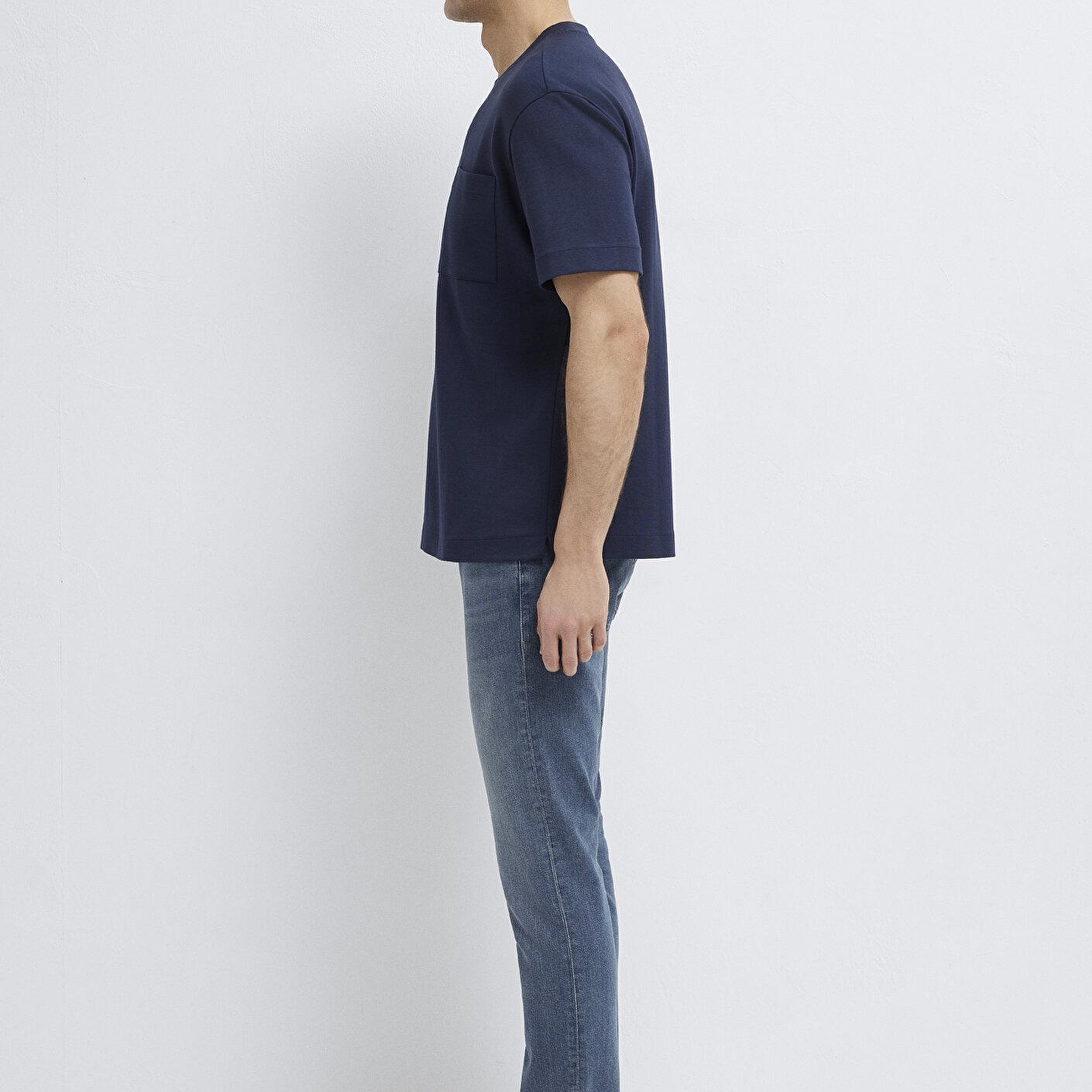 Mavi Lacivert Basic Tişört Loose Fit / Bol Rahat Kesim 0613339-86623