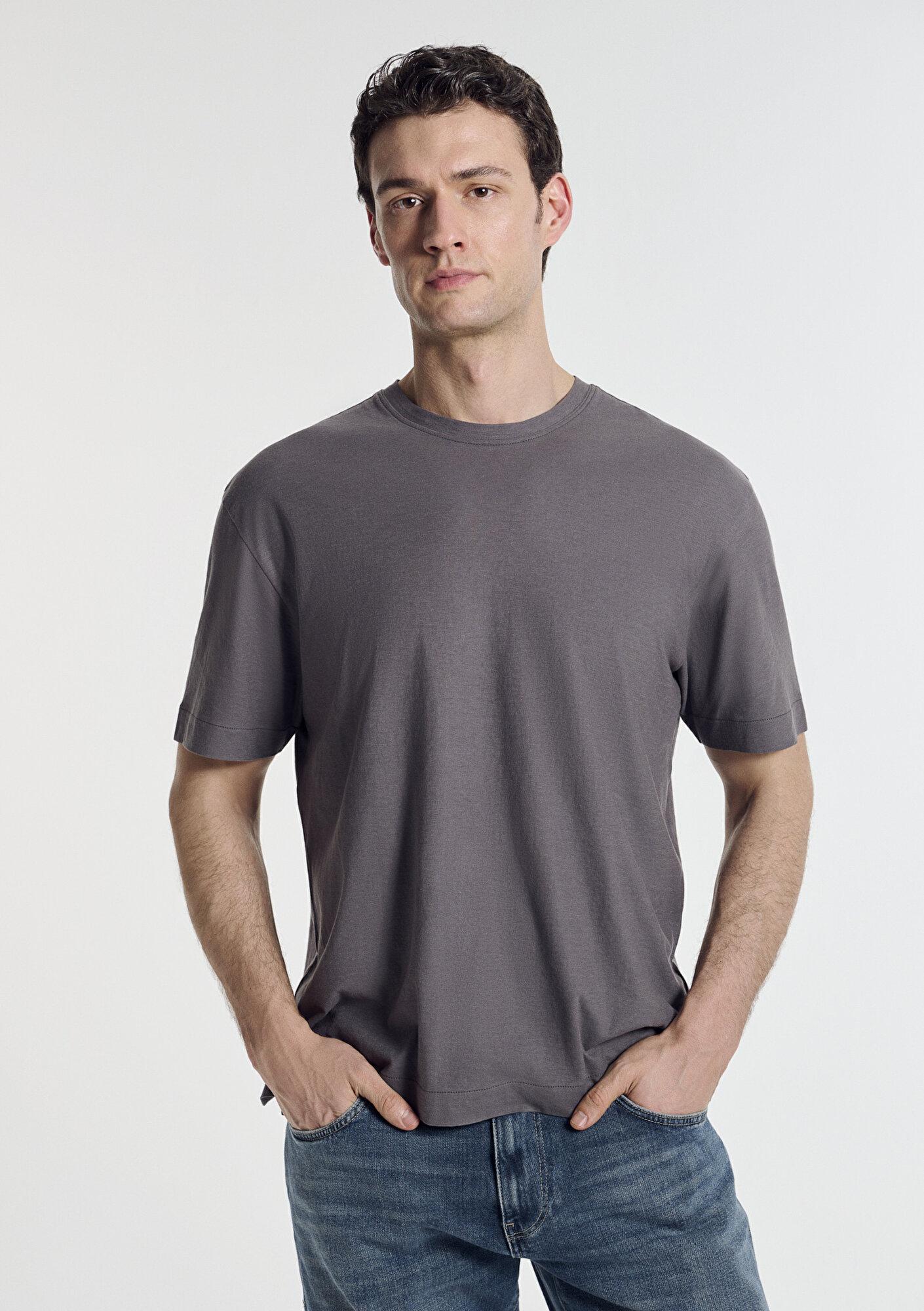 Mavi Antrasit Basic Tişört Loose Fit / Bol Rahat Kesim 0613338-90721