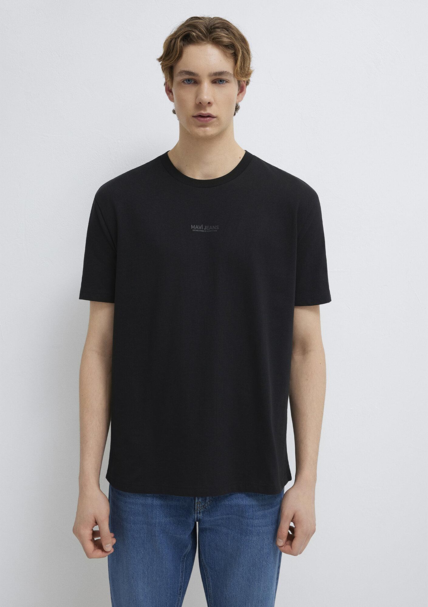 Mavi Mavi Jeans Baskılı Siyah Tişört Loose Fit / Bol Rahat Kesim 0613348-900