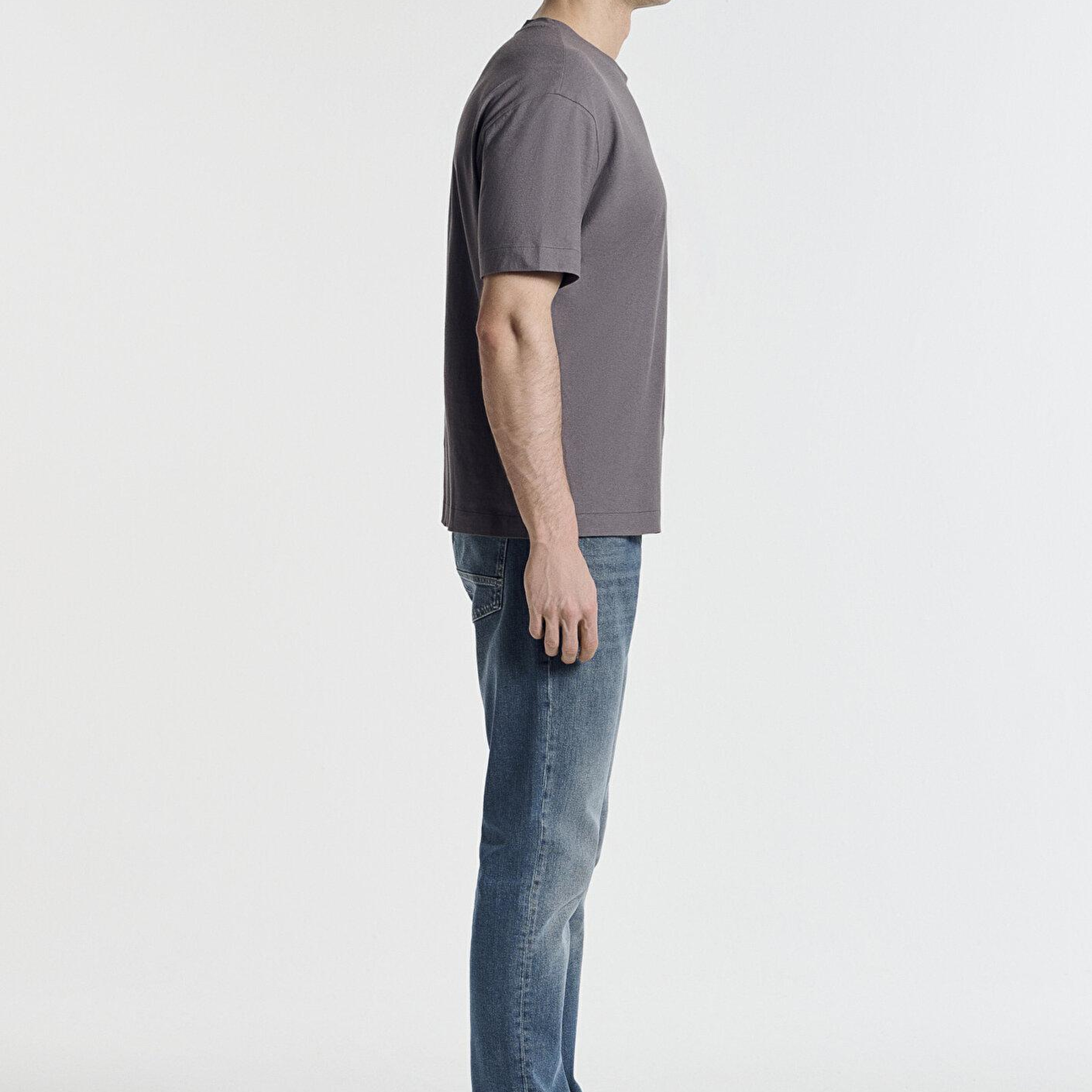 Mavi Antrasit Basic Tişört Loose Fit / Bol Rahat Kesim 0613338-90721
