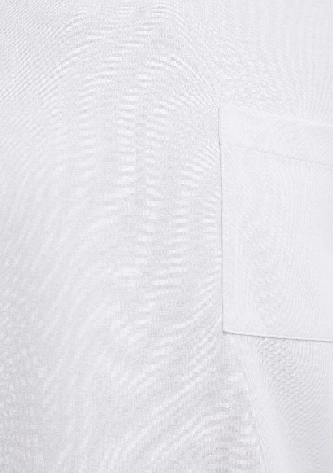 Mavi Cepli Beyaz Basic Tişört Loose Fit / Bol Rahat Kesim 0613339-620