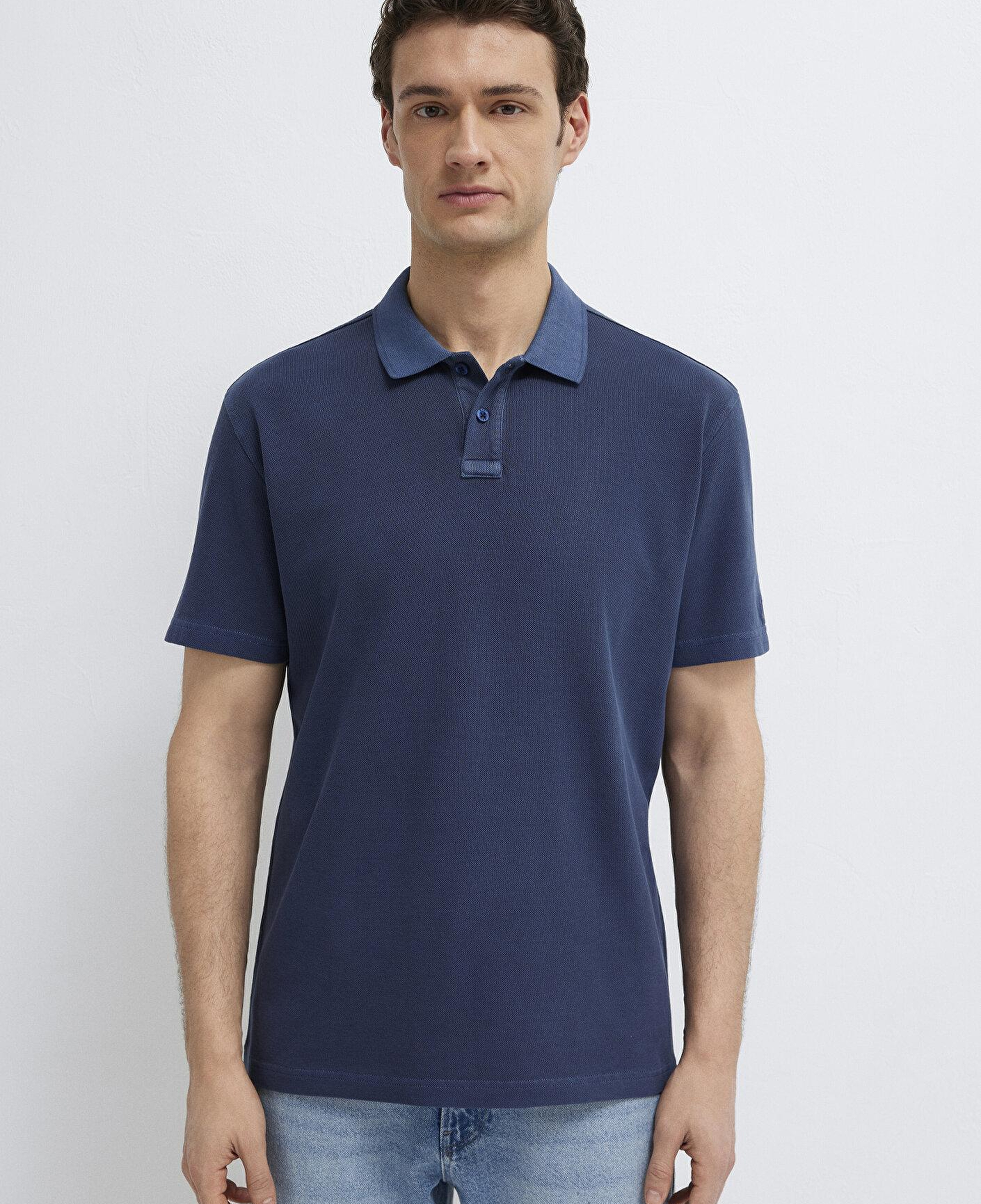 Mavi Lacivert Polo Tişört Loose Fit / Bol Rahat Kesim 0613311-70497
