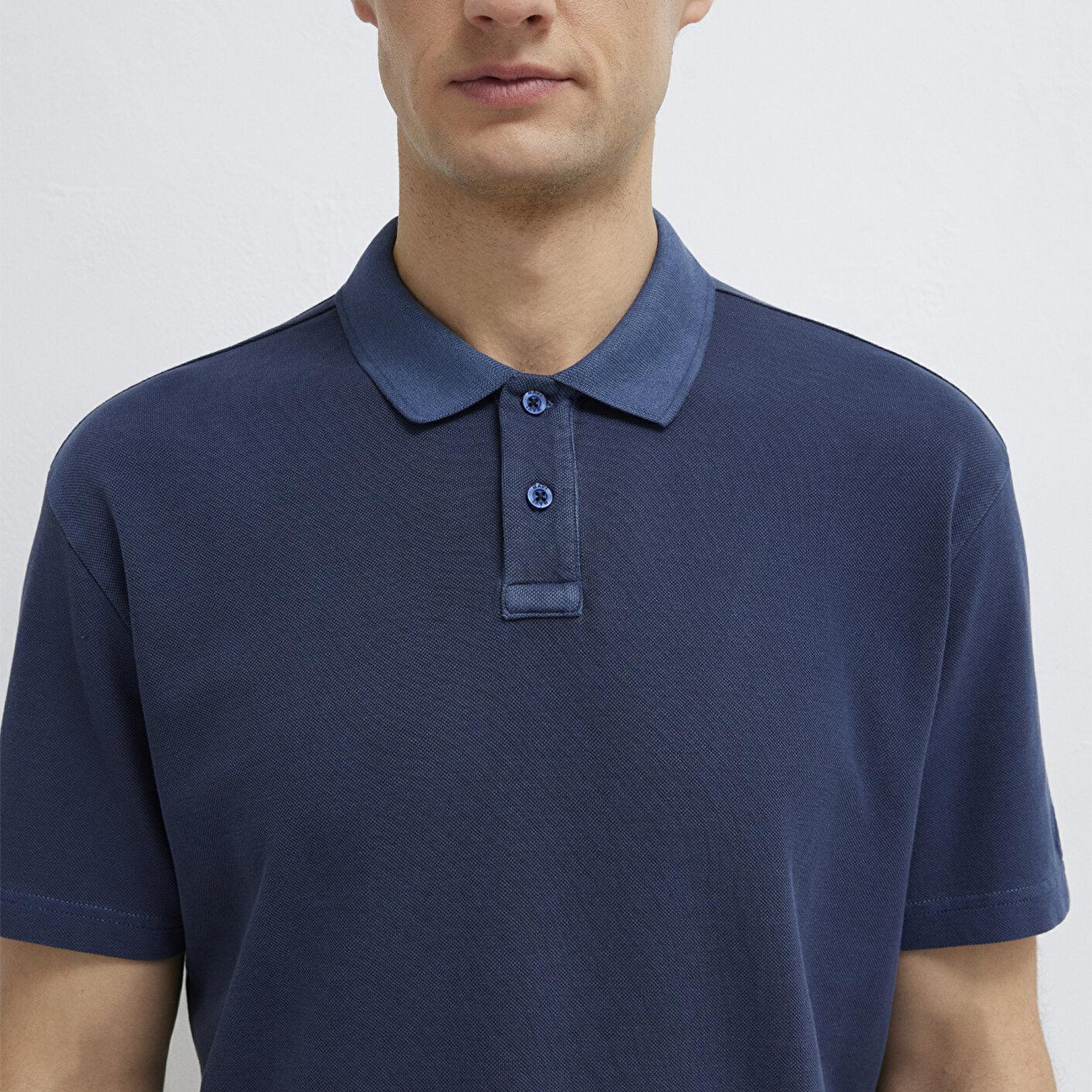 Mavi Lacivert Polo Tişört Loose Fit / Bol Rahat Kesim 0613311-70497