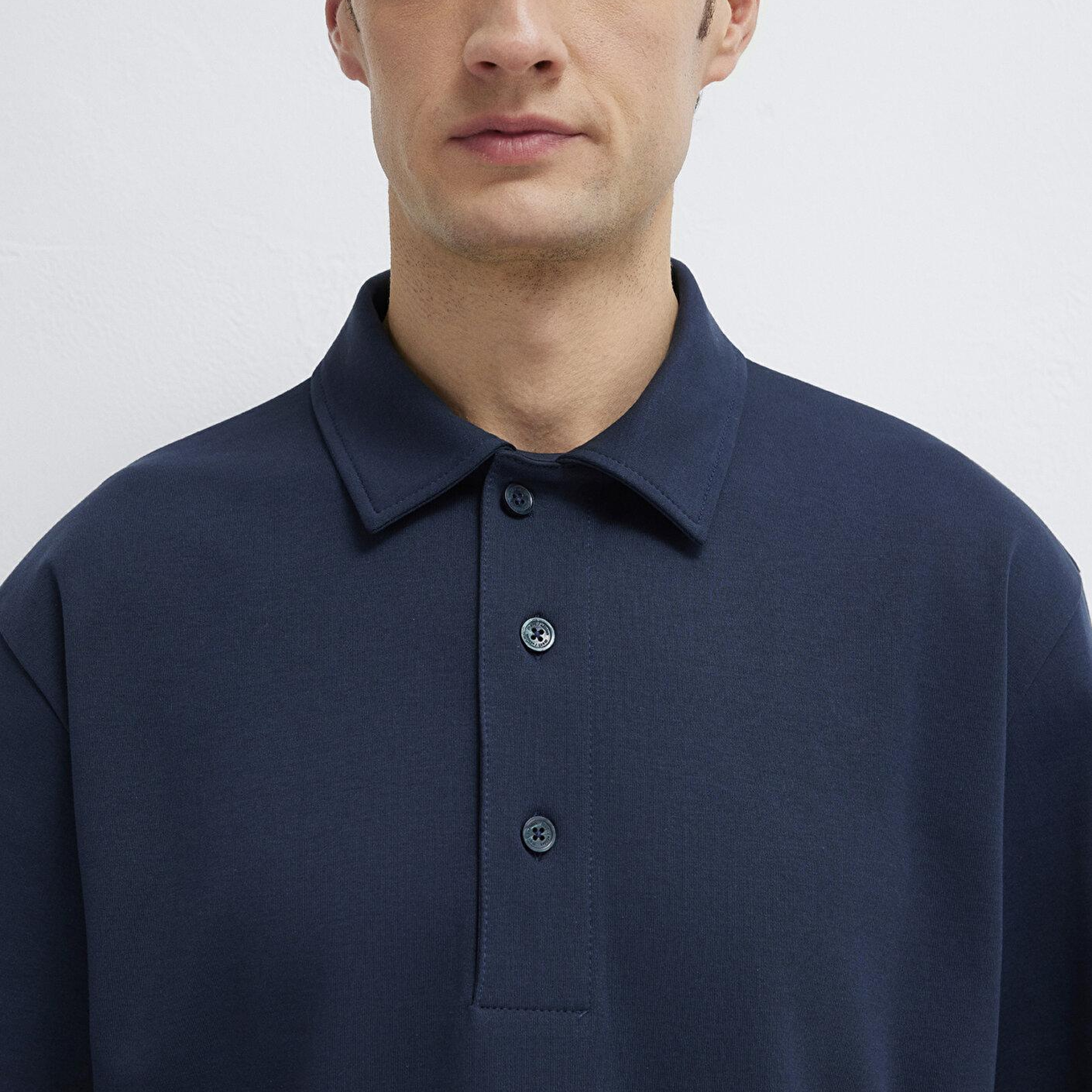 Mavi Lacivert Polo Tişört Loose Fit / Bol Rahat Kesim 0613344-86623