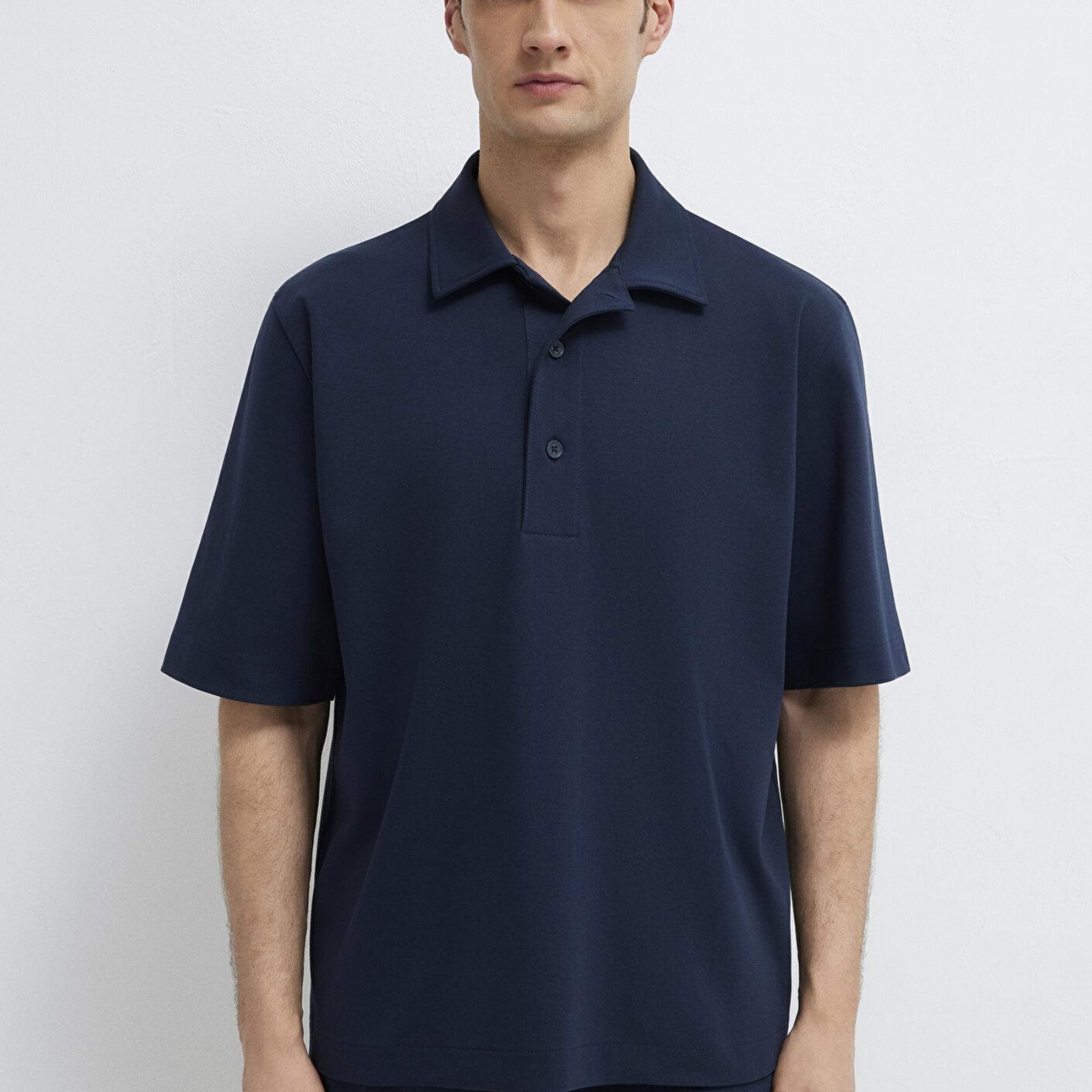 Mavi Lacivert Polo Tişört Loose Fit / Bol Rahat Kesim 0613344-86623