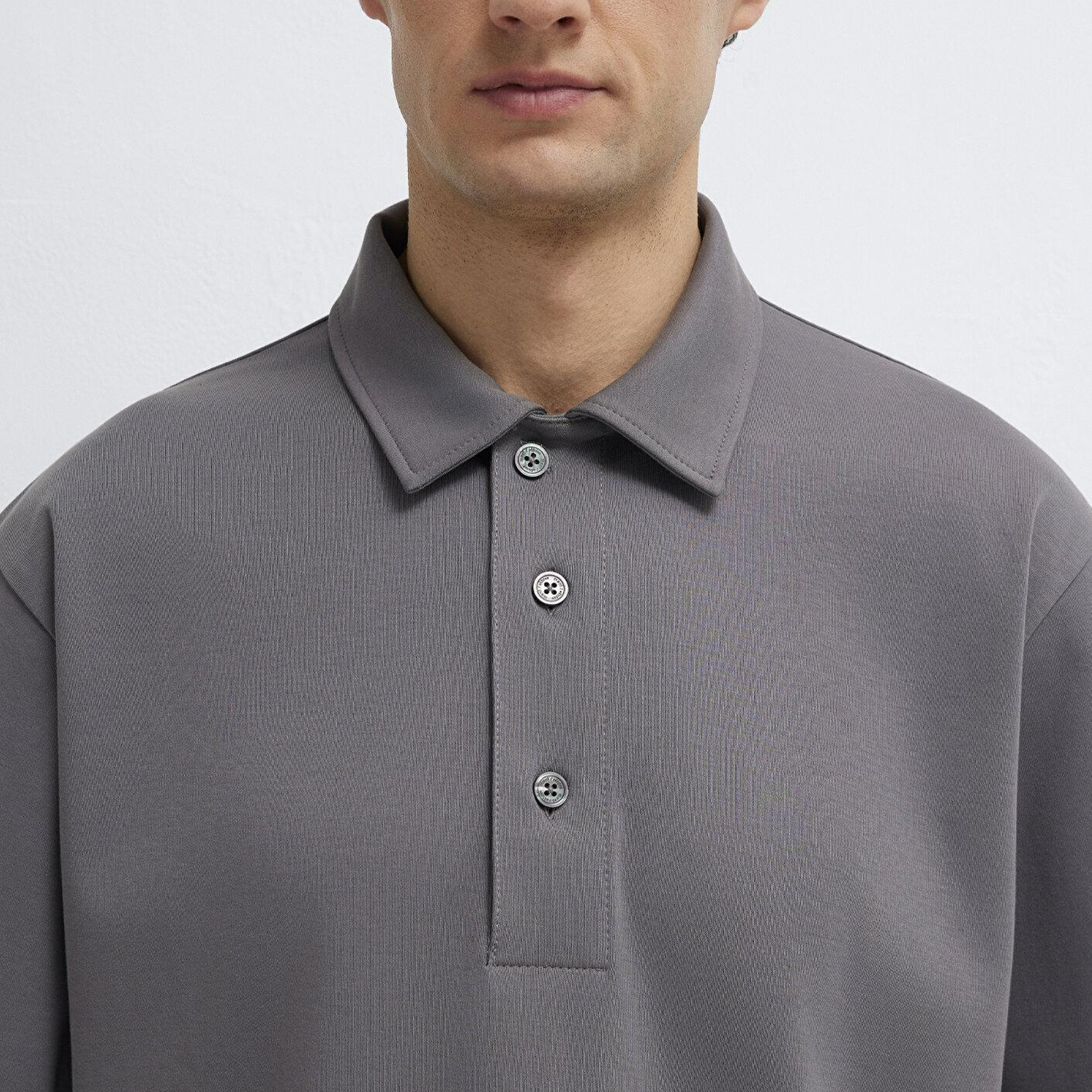 Mavi Antrasit Polo Tişört Loose Fit / Bol Rahat Kesim 0613344-90721