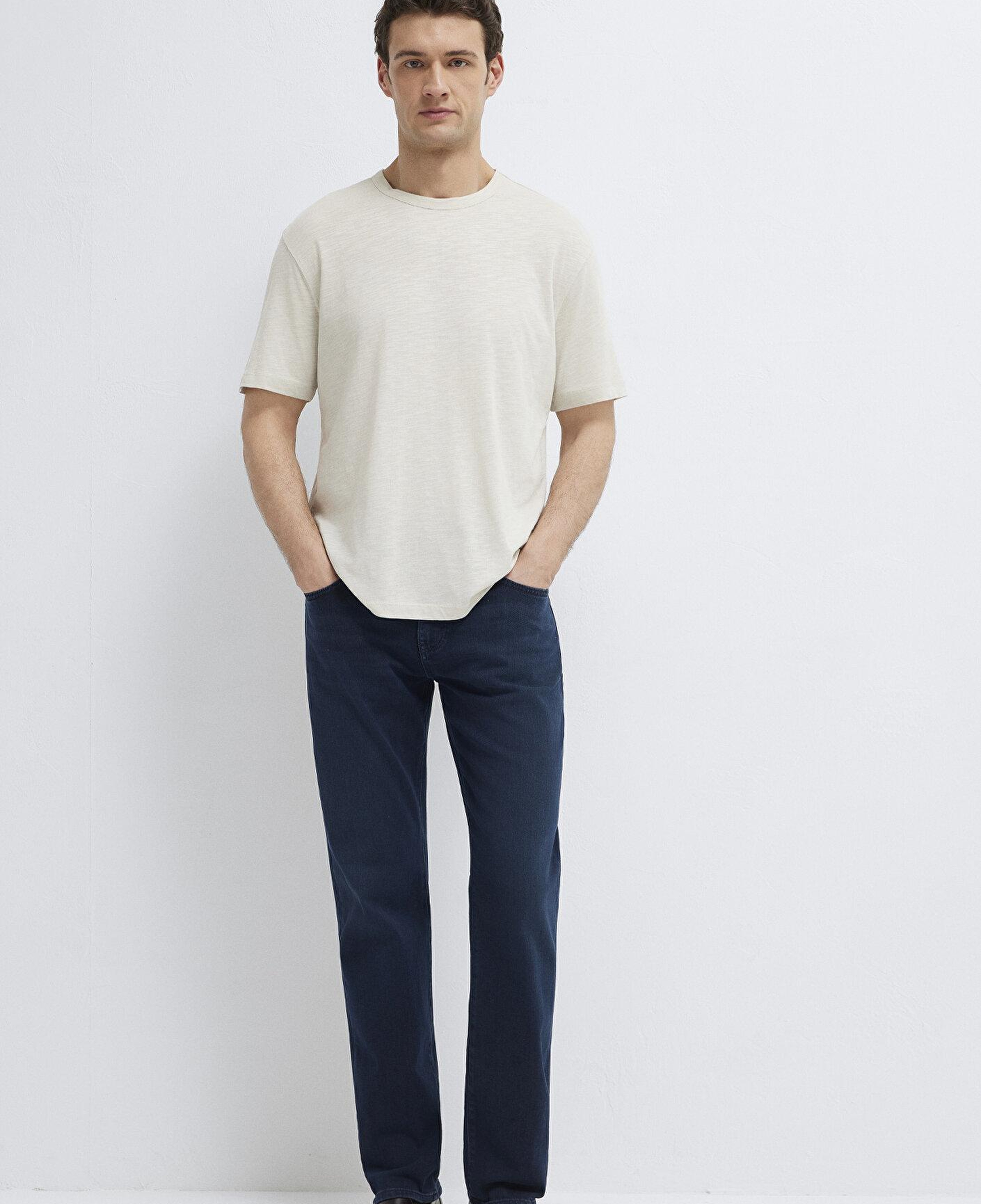 Mavi Bej Basic Tişört Loose Fit / Bol Rahat Kesim 0613460-70144