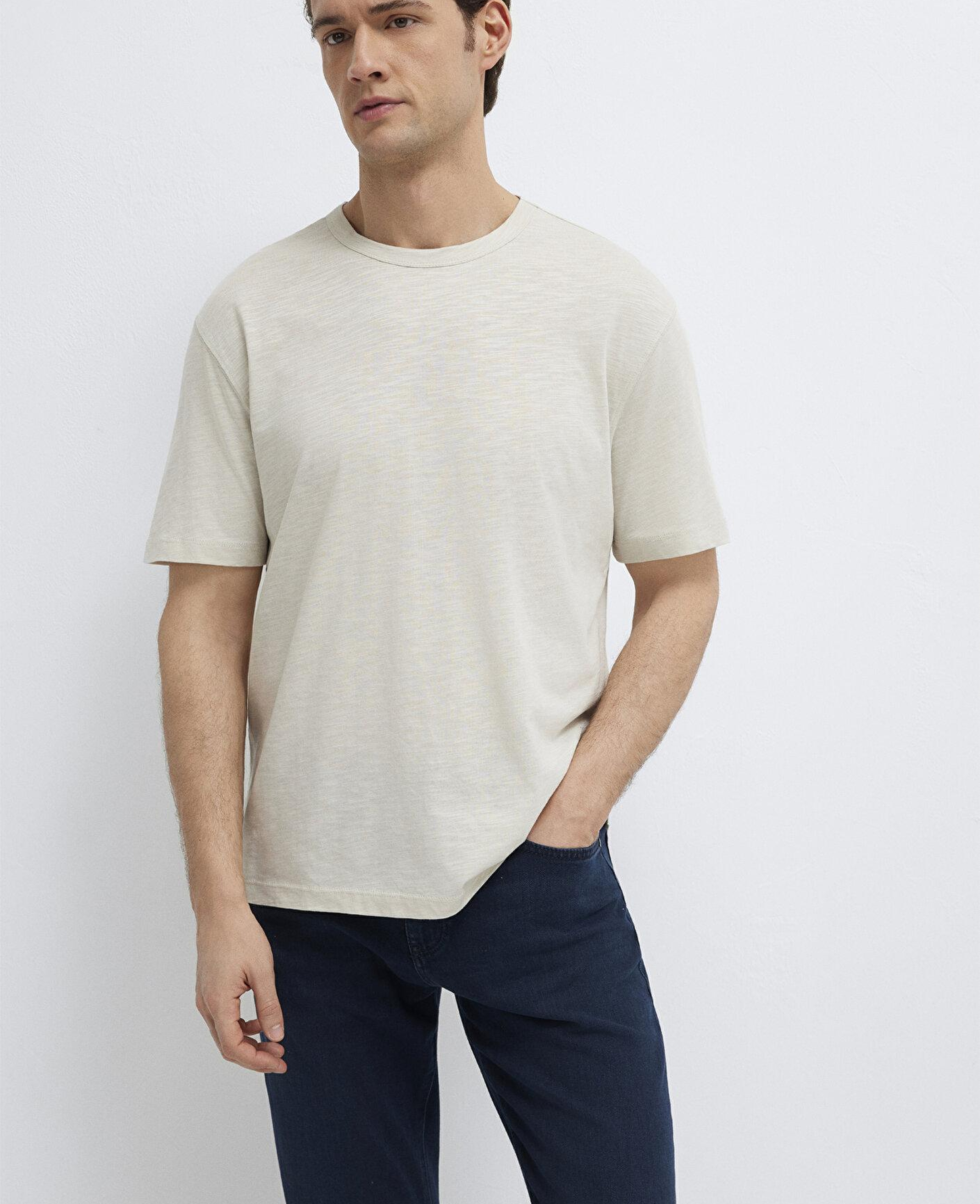 Mavi Bej Basic Tişört Loose Fit / Bol Rahat Kesim 0613460-70144