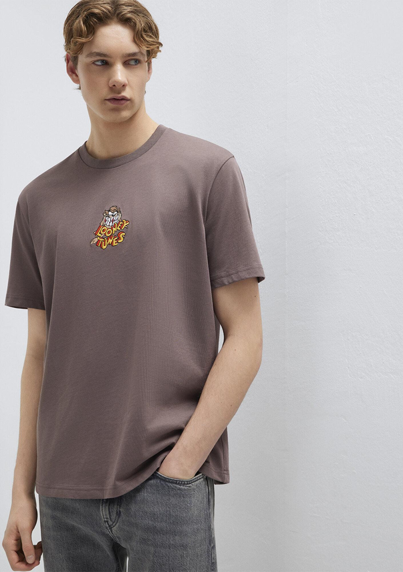 Mavi Tazmanya Canavari Baskılı Mor Tişört Loose Fit / Bol Rahat Kesim 0612657-86683