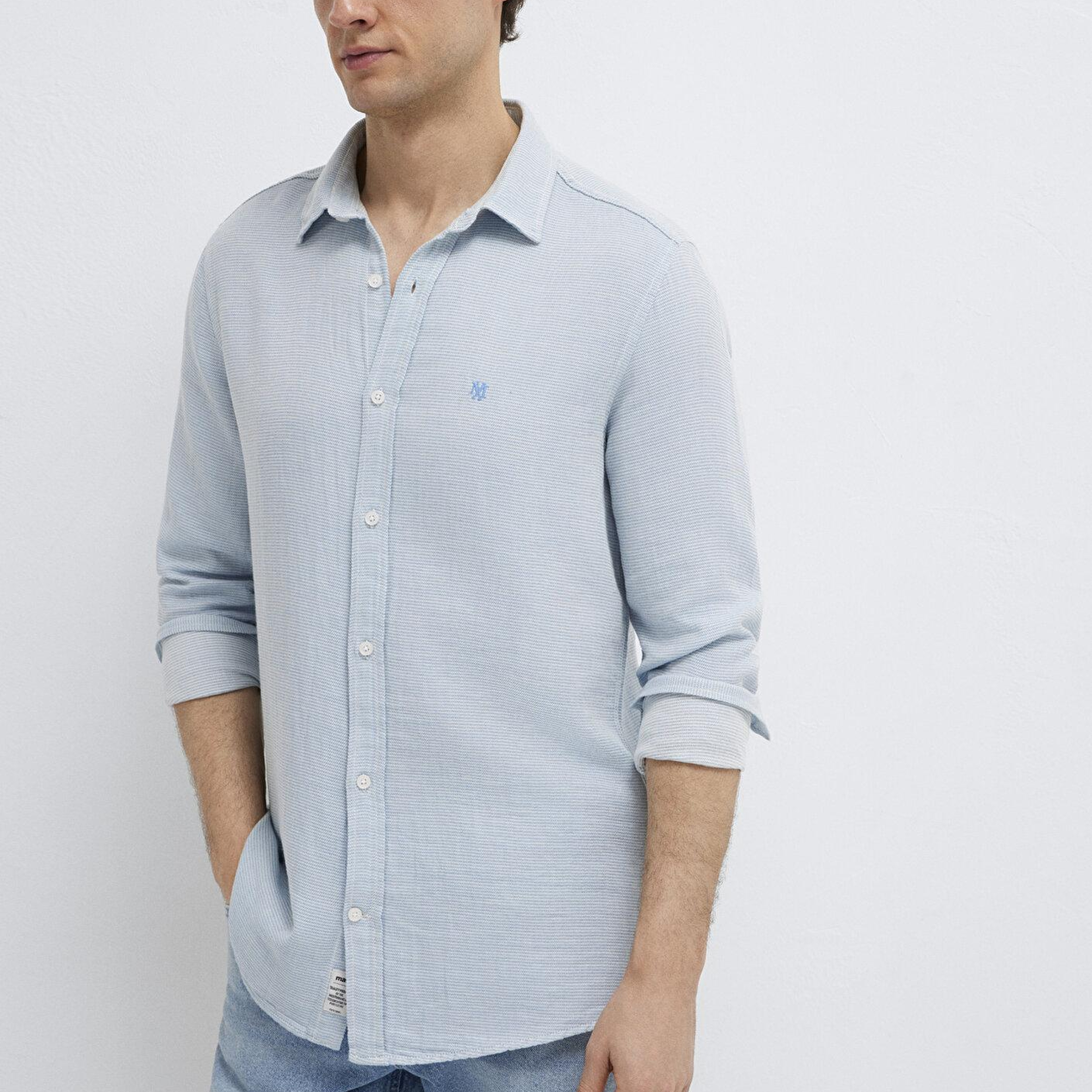 Mavi Mühür Logo Nakışlı Mavi Gömlek Slim Fit / Dar Kesim 0211899-86659