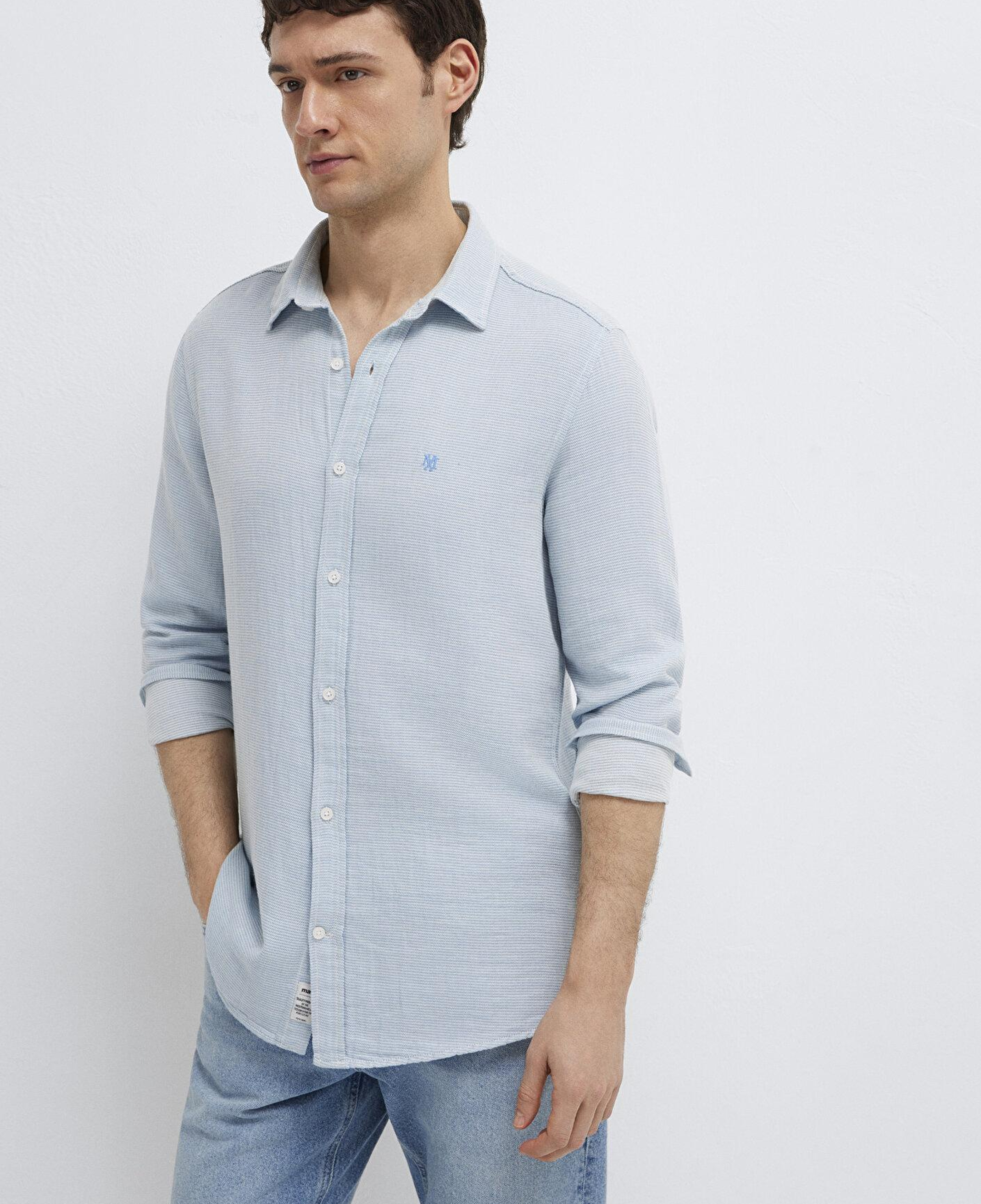 Mavi Mühür Logo Nakışlı Mavi Gömlek Slim Fit / Dar Kesim 0211899-86659