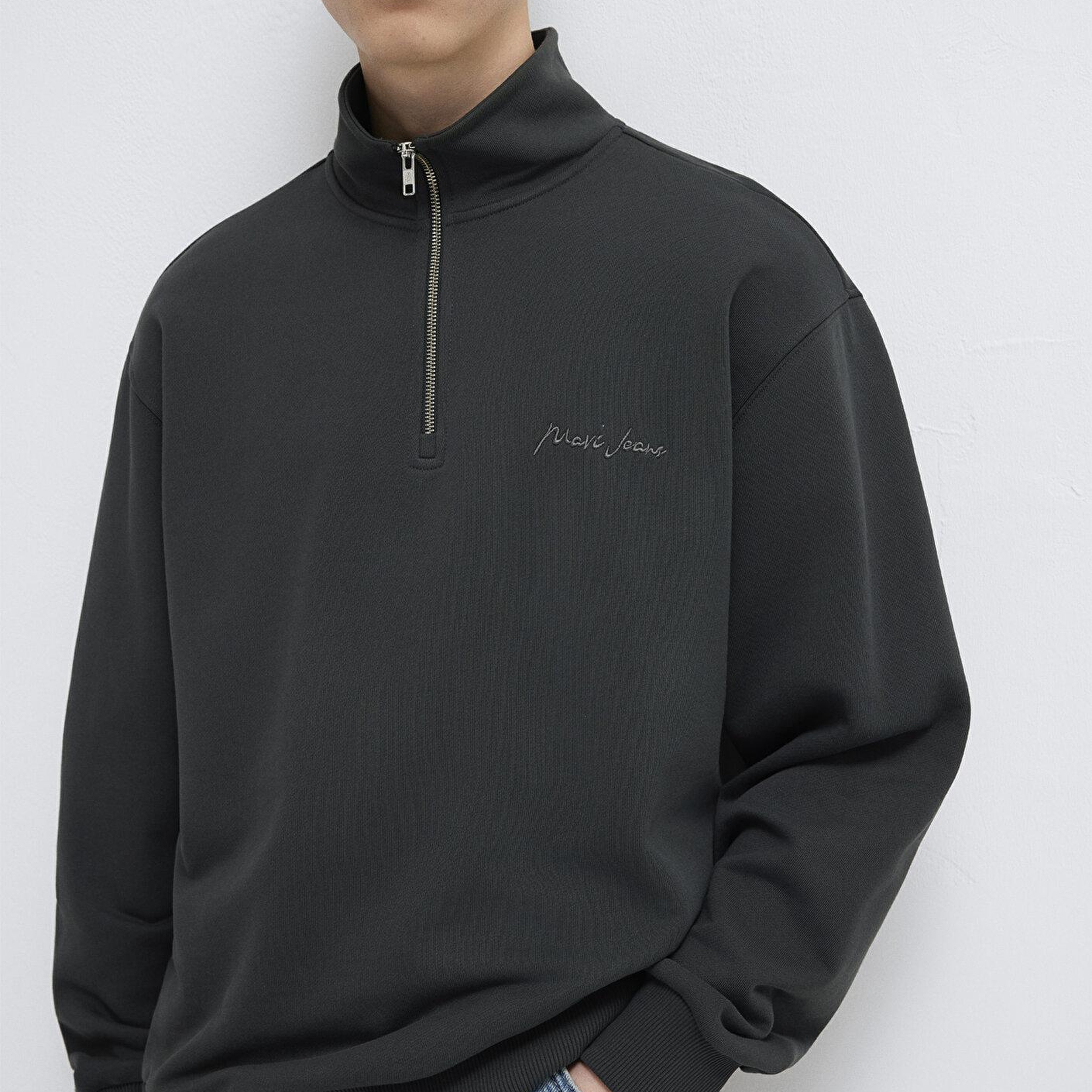 Mavi Mavi Jeans Yarı Fermuarlı Antrasit  Sweatshirt 0S10555-70092