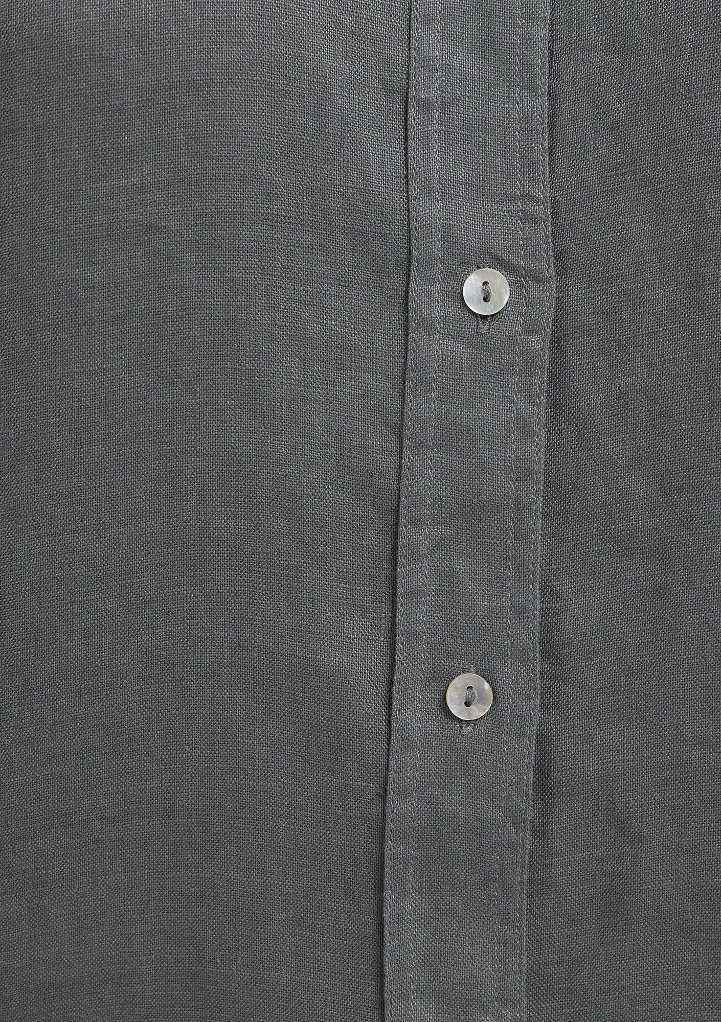 Mavi Yeşil Keten Gömlek Loose Fit / Bol Rahat Kesim 1210747-70132