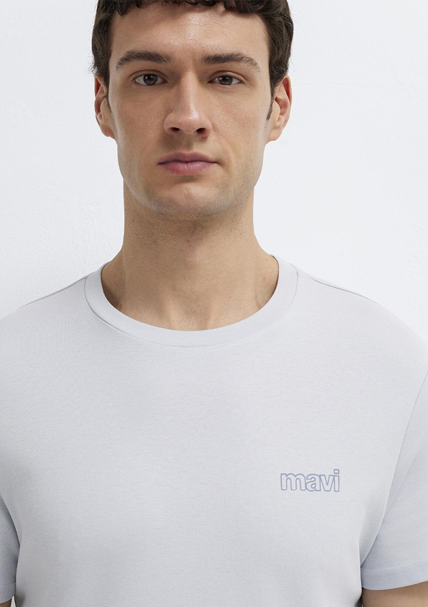 Mavi Mavi Logo Baskılı Mavi İnterlok Tişört Slim Fit / Dar Kesim 0610360-70799