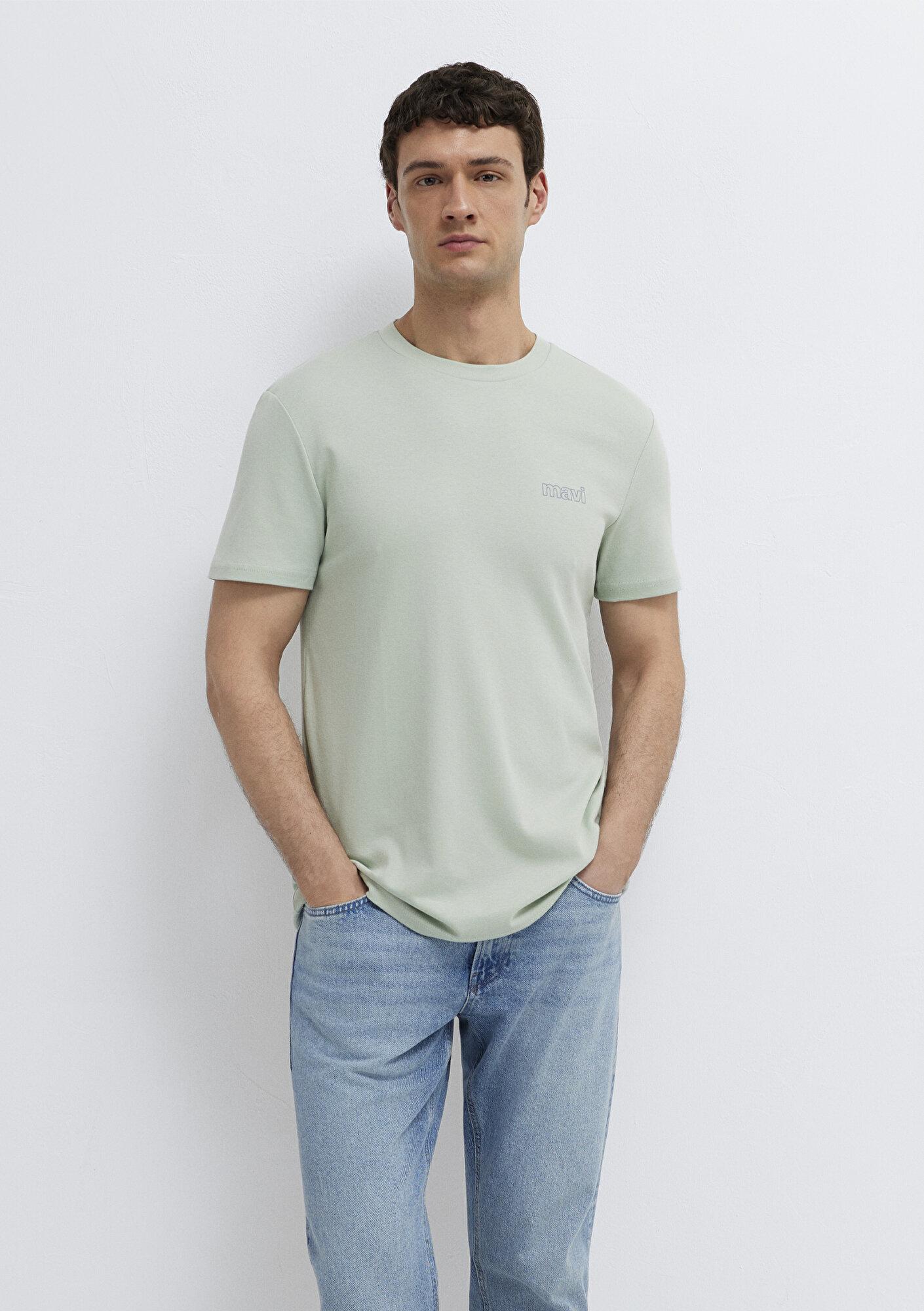 Mavi Mavi Logo Baskılı Yeşil İnterlok Tişört Slim Fit / Dar Kesim 0610360-71464