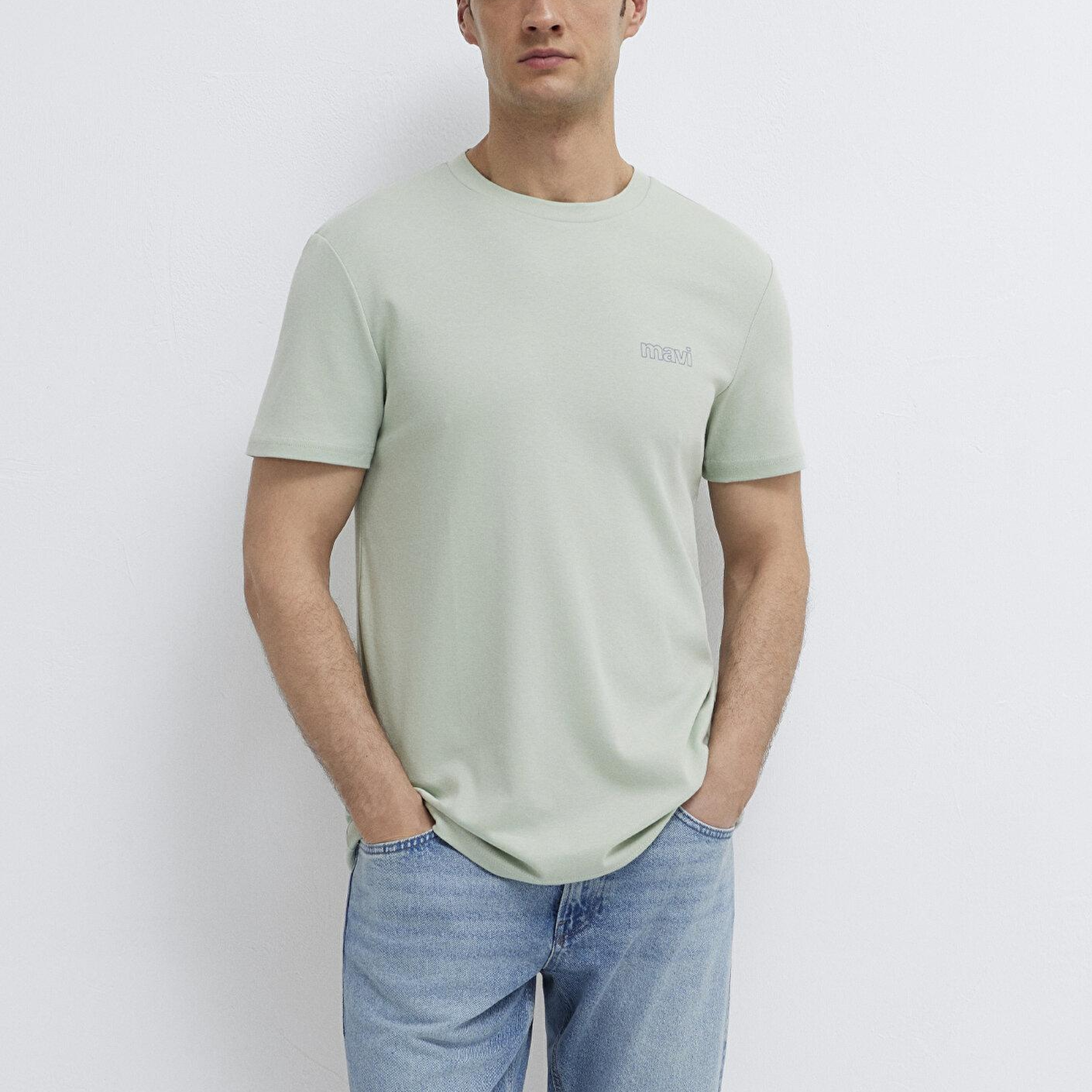 Mavi Mavi Logo Baskılı Yeşil İnterlok Tişört Slim Fit / Dar Kesim 0610360-71464